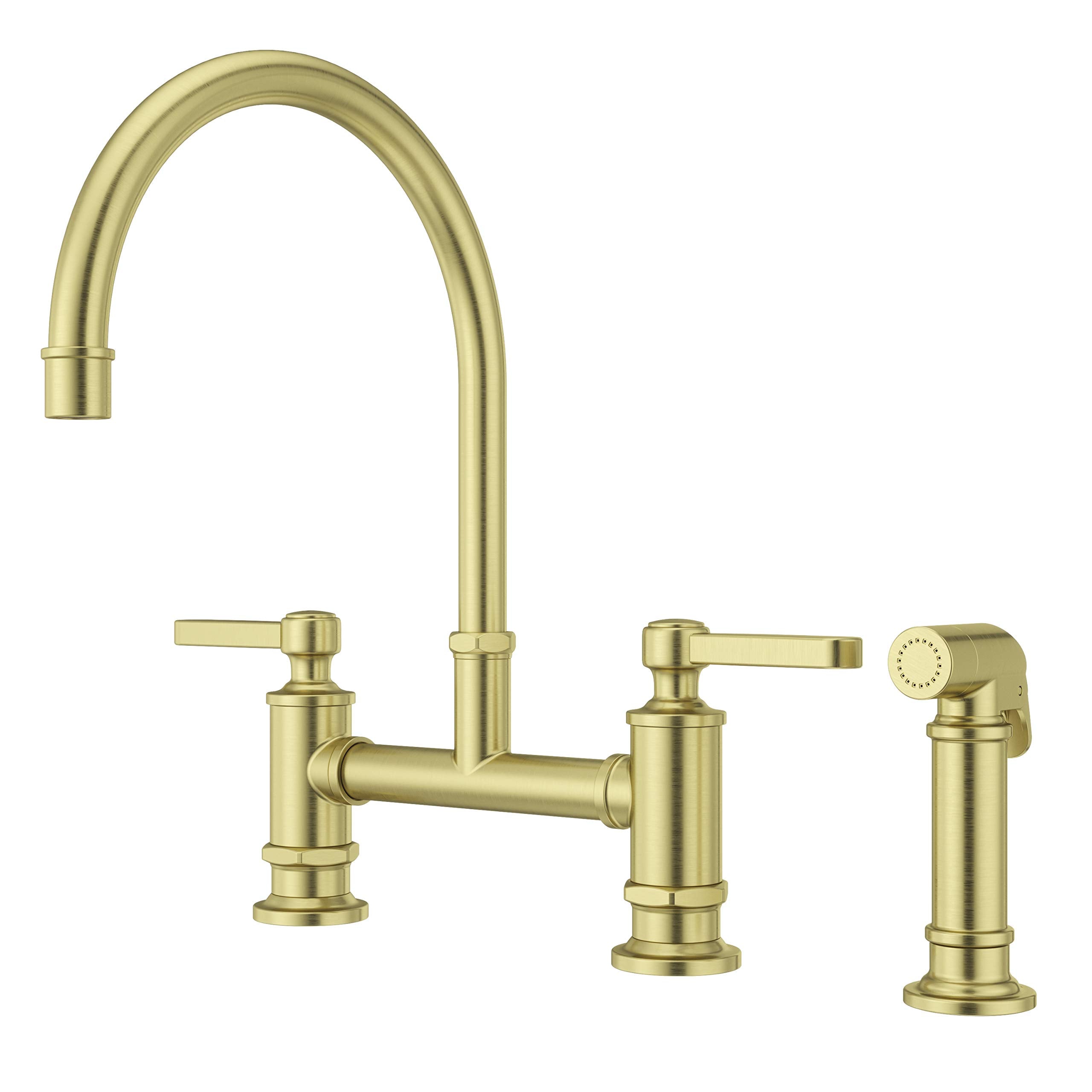 Pfister LG31-TDBG Port Haven Kitchen Bridge Faucet with Side Sprayer, Brushed Gold