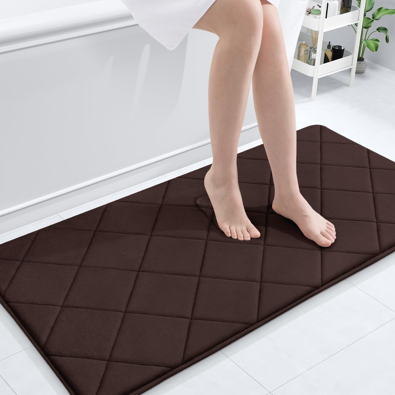 Olanly Memory Foam Bath Mat 47X24, Ultra Soft And Absorbent Bathroom Mat, Machine Washable Bathroom Rugs, Comfortable, Thick Bat