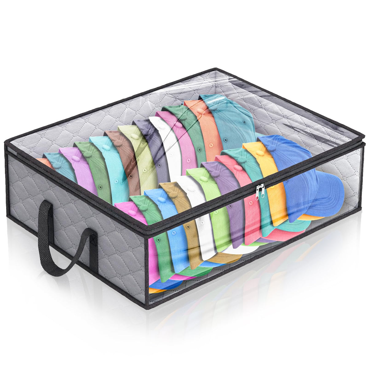 Fixwal Wide Hat Storage For Baseball Caps Organizer With 2 Sturdy Handles Hat Racks Holds Up To 40 Hats Foldable For Home Travel