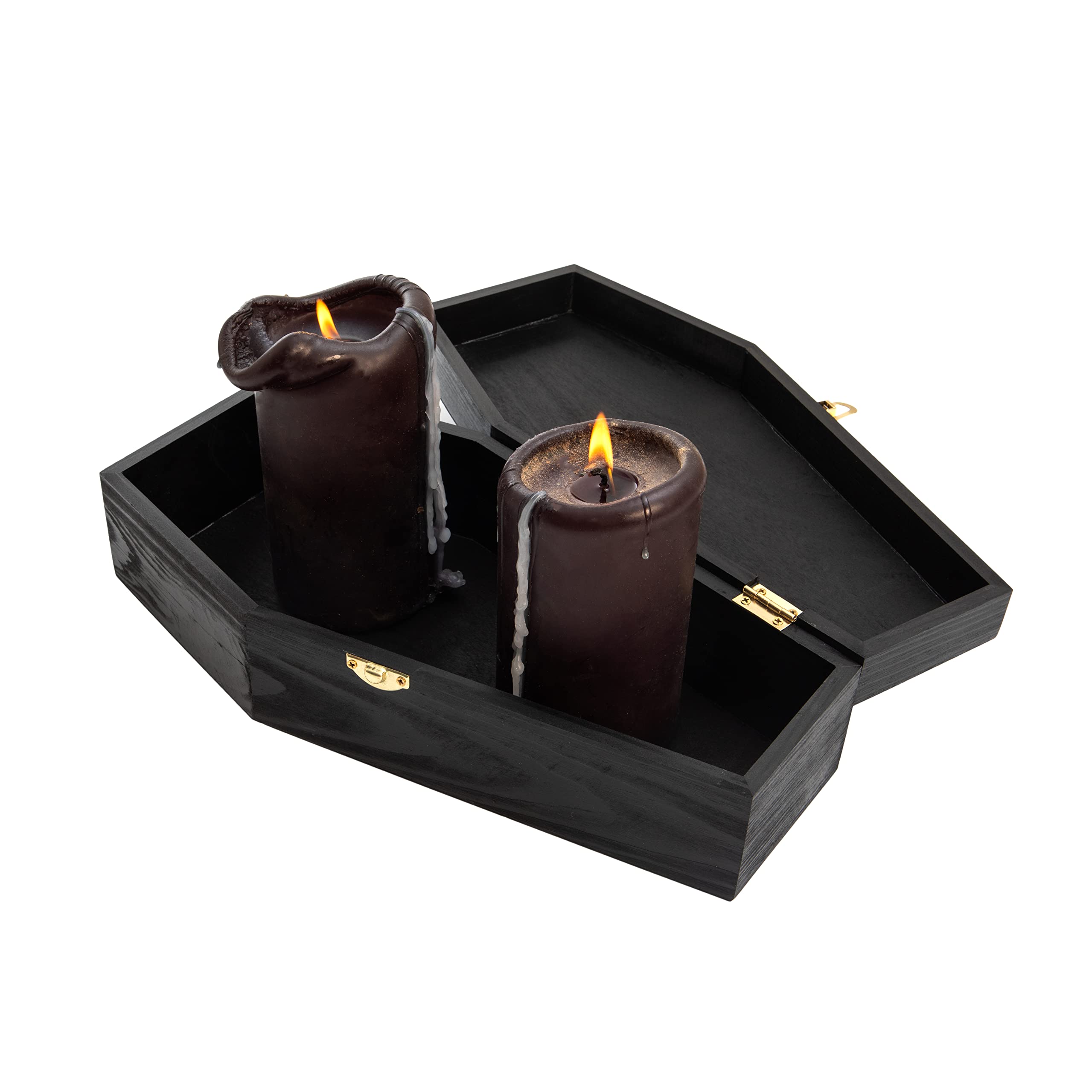 Creative Hobbies 12 Black Painted Wooden Coffin Box - Hinged Halloween Casket for D  cor, Party Favors, Goth Display, Doll or Pe