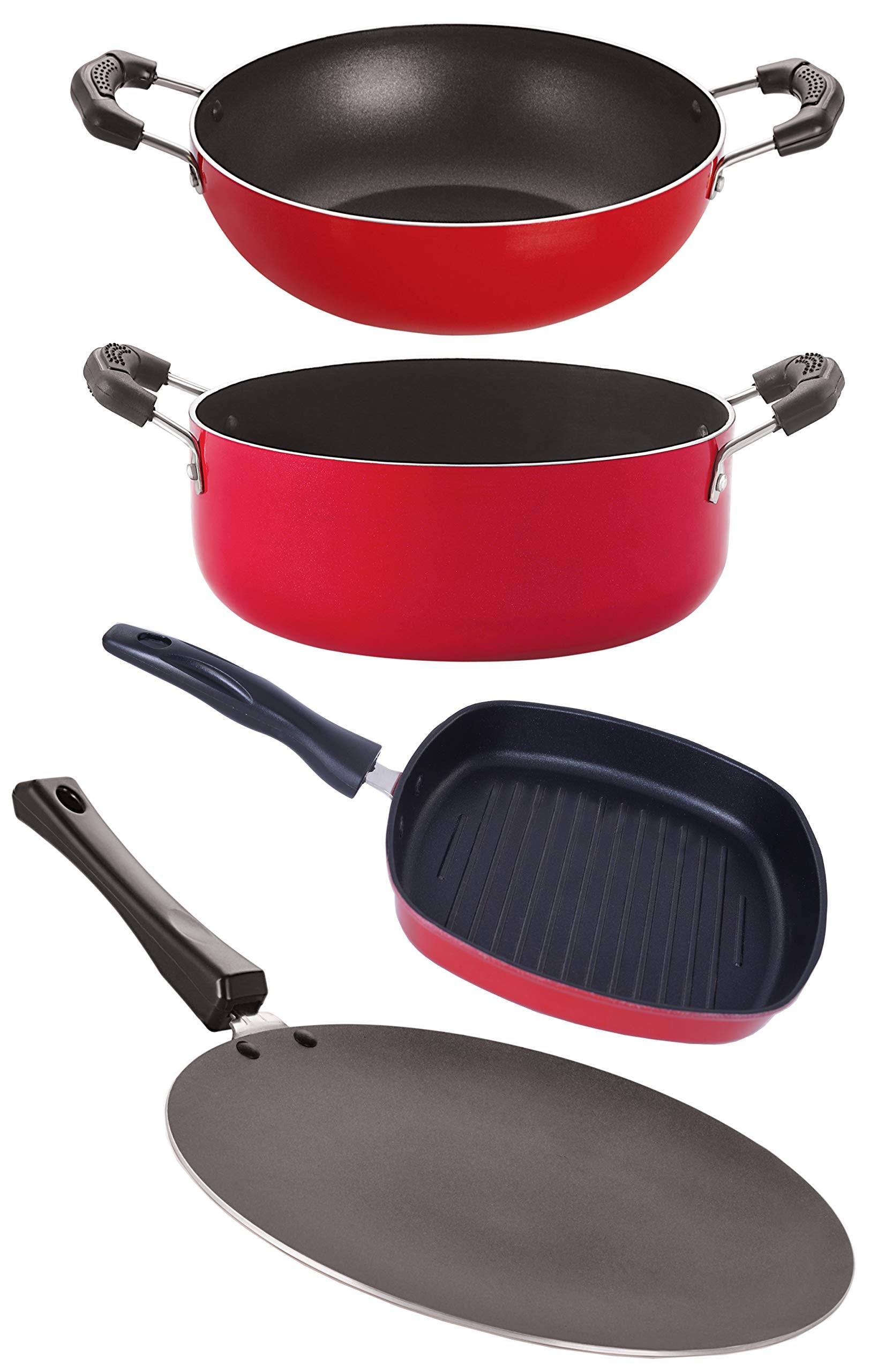Nirlon Non Stick Cookware Pots & Pan Gift Set With Bakelite Handle, Ct12_Kd11_Gp24.5_Cs24