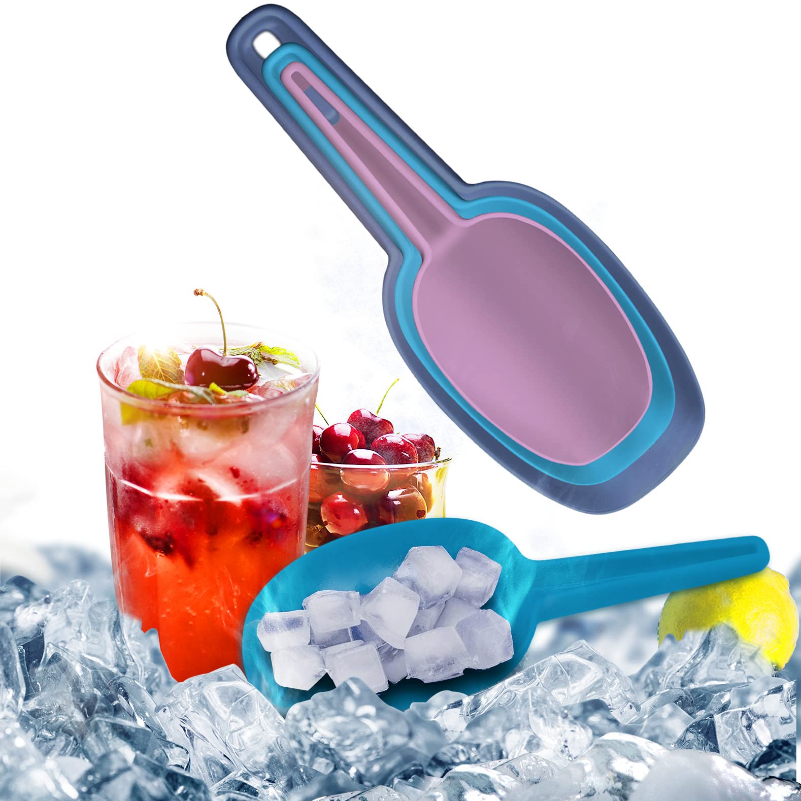 Flour Scoop Set Of 3, Set Of Scoops For Canisters, Flour Scoops For Canisters Ice Scoop Popcorn Scoop Plastic Scoops For Dry Goo
