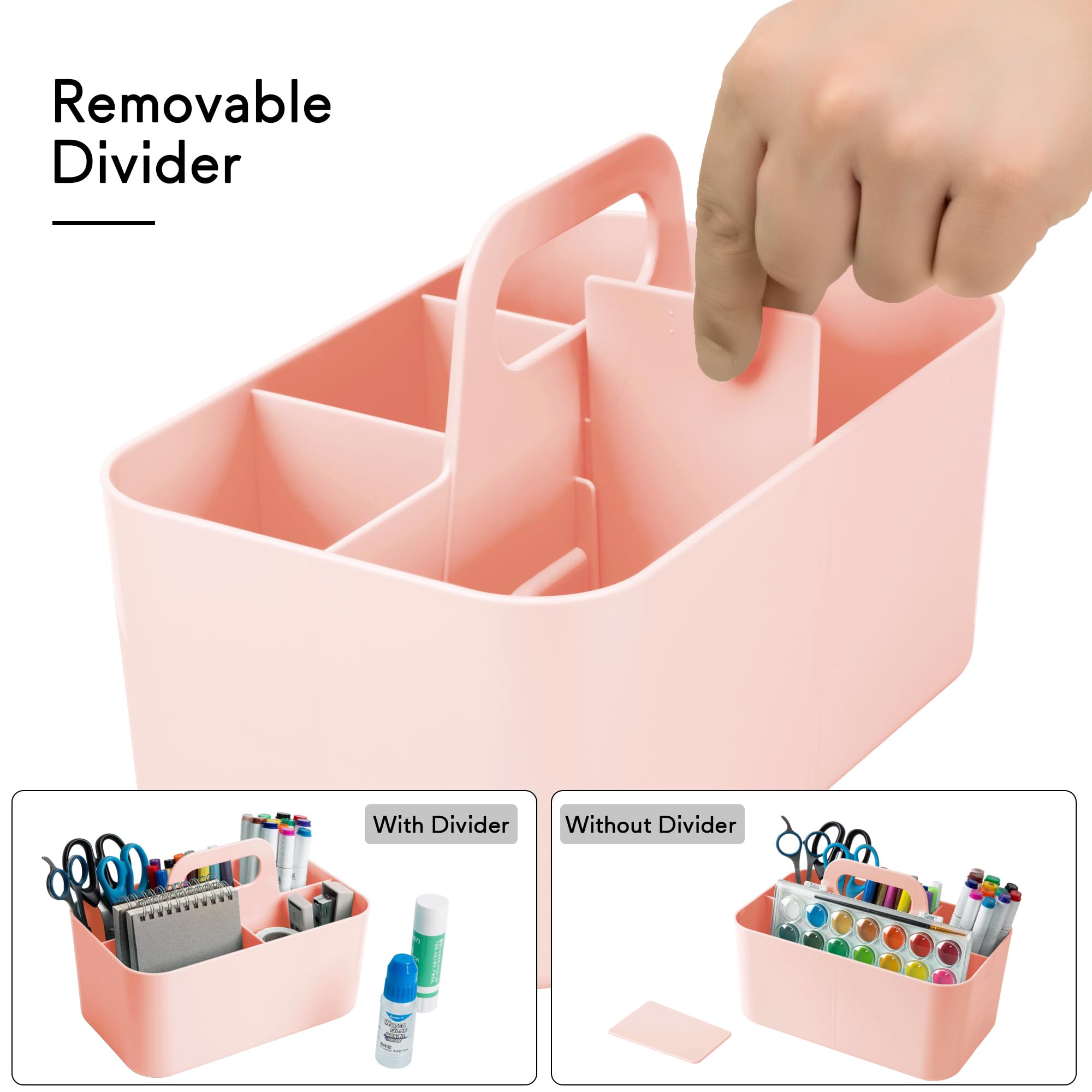 Tiawudi 2 Pack Caddy Organizer with Handle, Portable Plastic Caddy, Storage Organization for Cleaning, Bath, Makeup, Art, Craft,