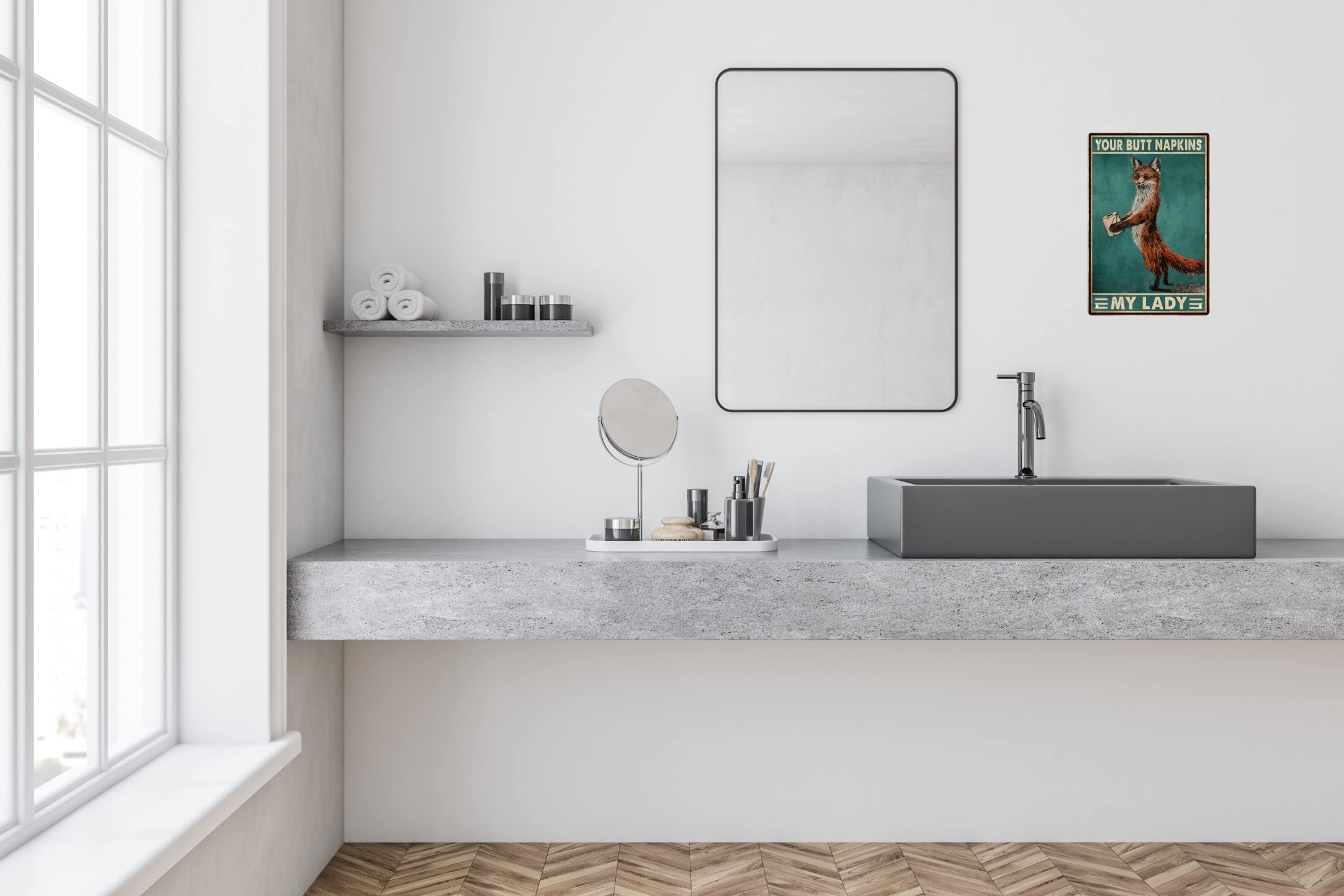 Funny Fox Bathroom Wall Art Decor Metal Tin Sign Retro Medieval Themed Home Room Rustic Toilets Vintage Posters Fox Enthusiast N