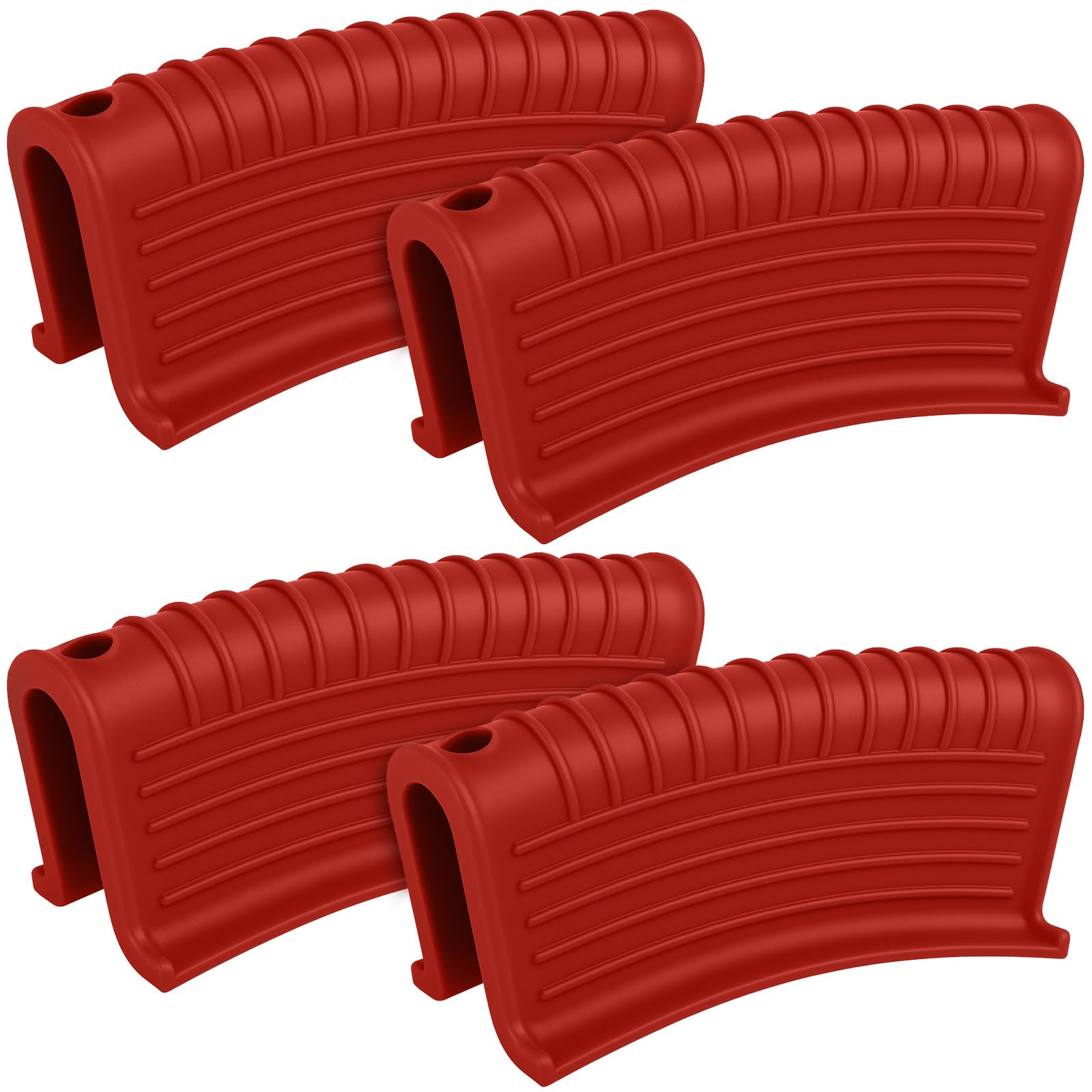Patelai 4 Pack Silicone Pot Handle Holders Heat Resistant, Red