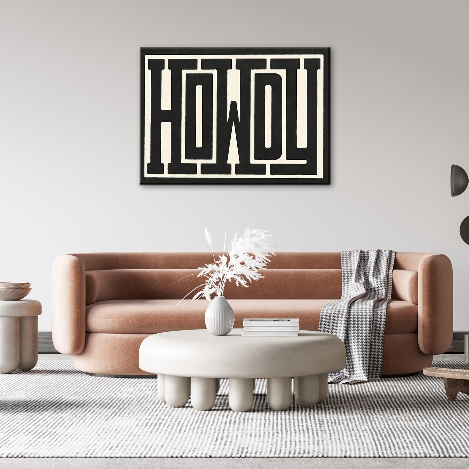 Framed Funky Big Howdy Canvas Wall Art Western Modern Decor Black And White Southwestern Country Ranch Sign Picture Print Minima