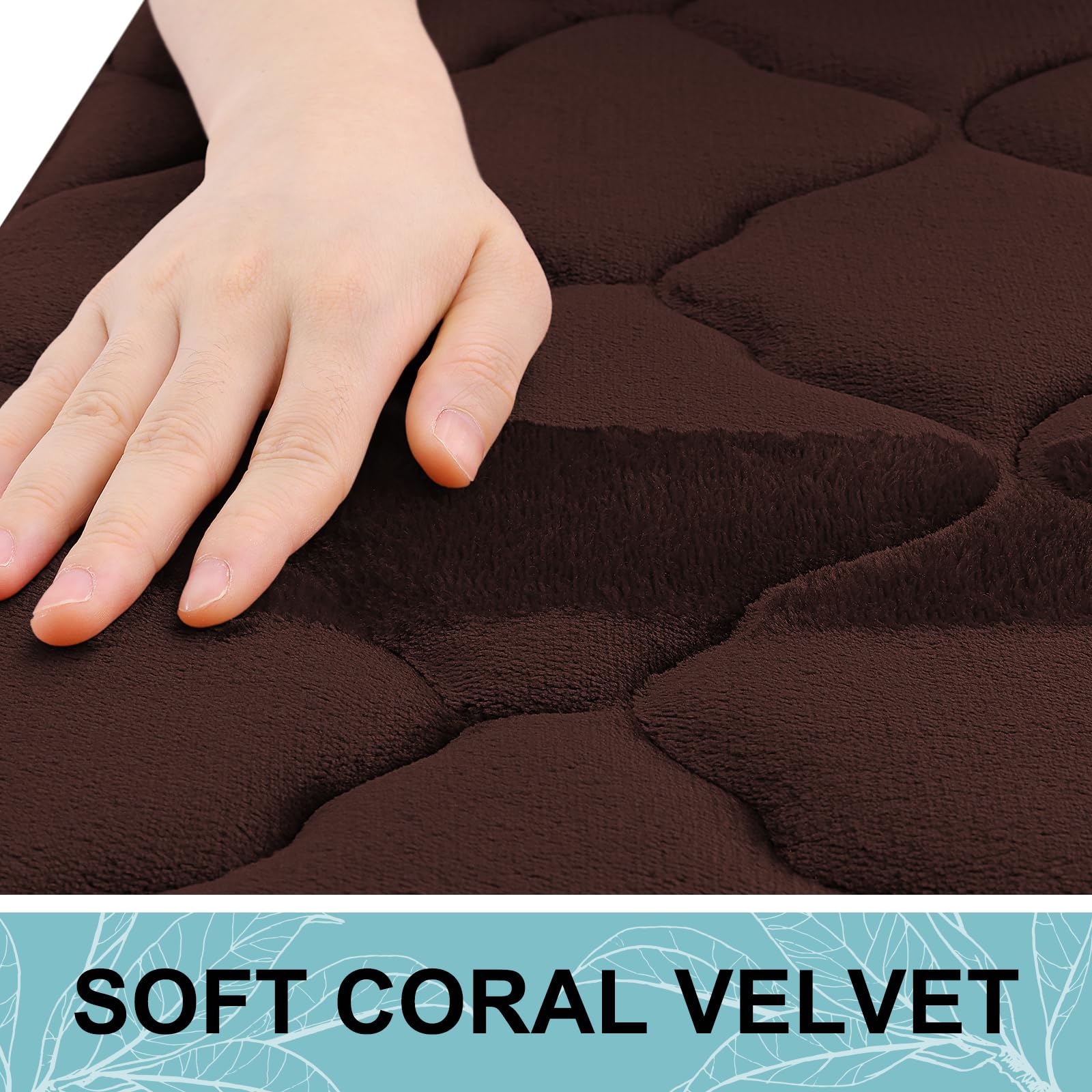 OLANLY Memory Foam Bath Mat Rug 59x20  Ultra Soft Non Slip and Absorbent Bathroom Rug  Machine Wash Dry  Comfortable  Thick Bath Rug Carpet for Bathroom Floor  Tub and Shower  Brown
