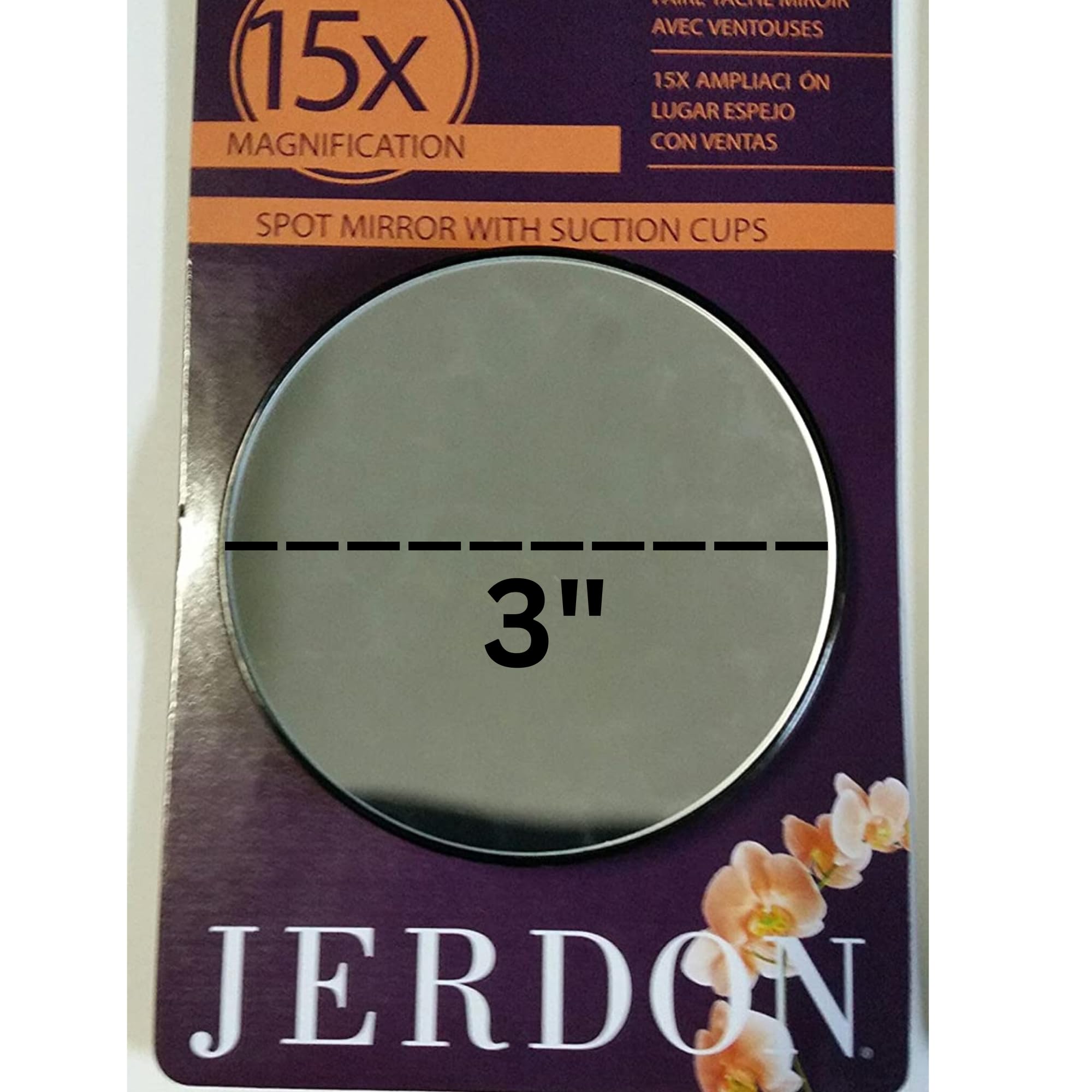Jerdon 3    Makeup Mirror With 15X Magnification - Black Frame - Suction Cups For Wall Mounting - Portable And Fits Easily In Pu