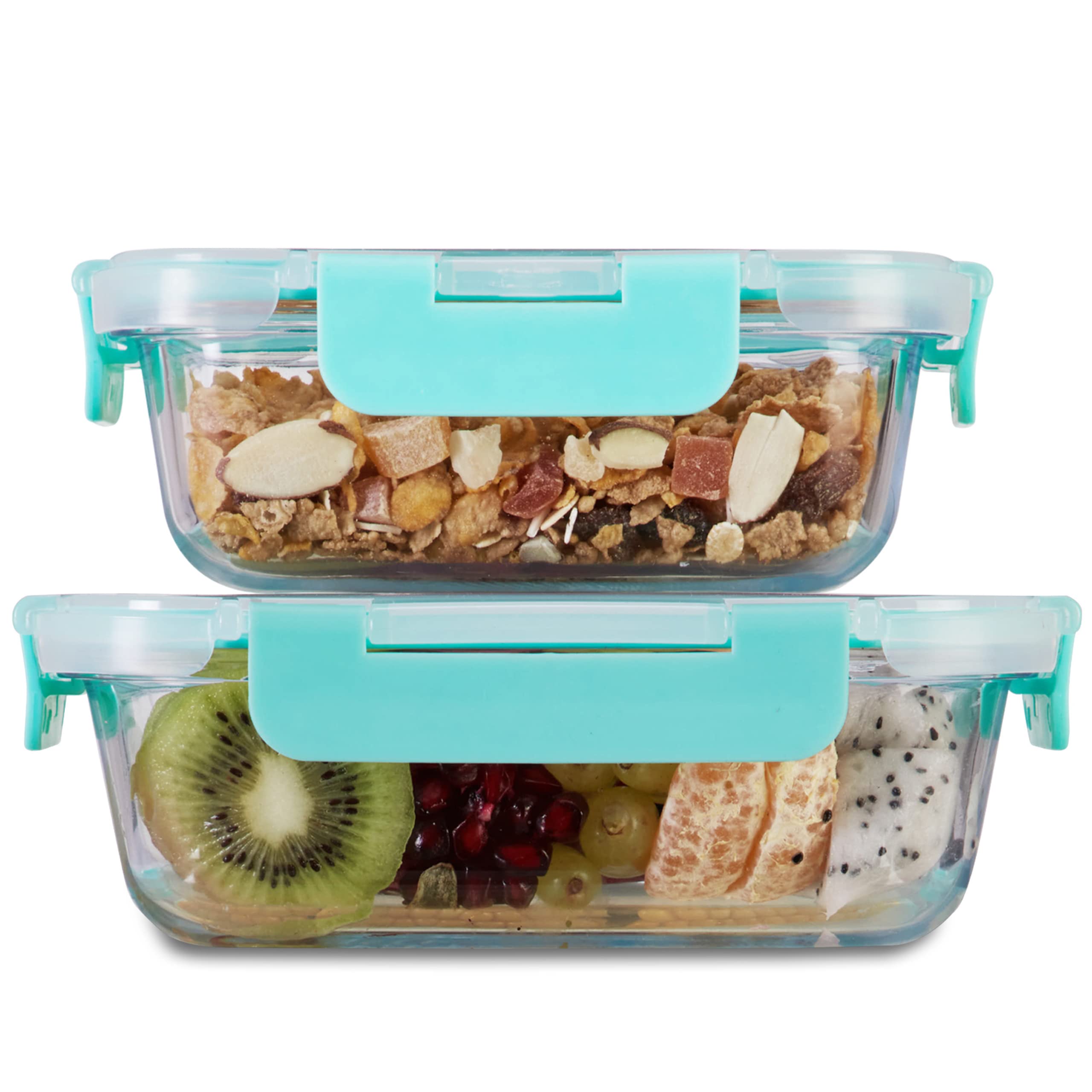 Allo FoodSafe 370ml & 640ml Rectangle Glass Food Storage Container with Break Free Detachable Lock, Oven Safe Microwave Safe, Hi