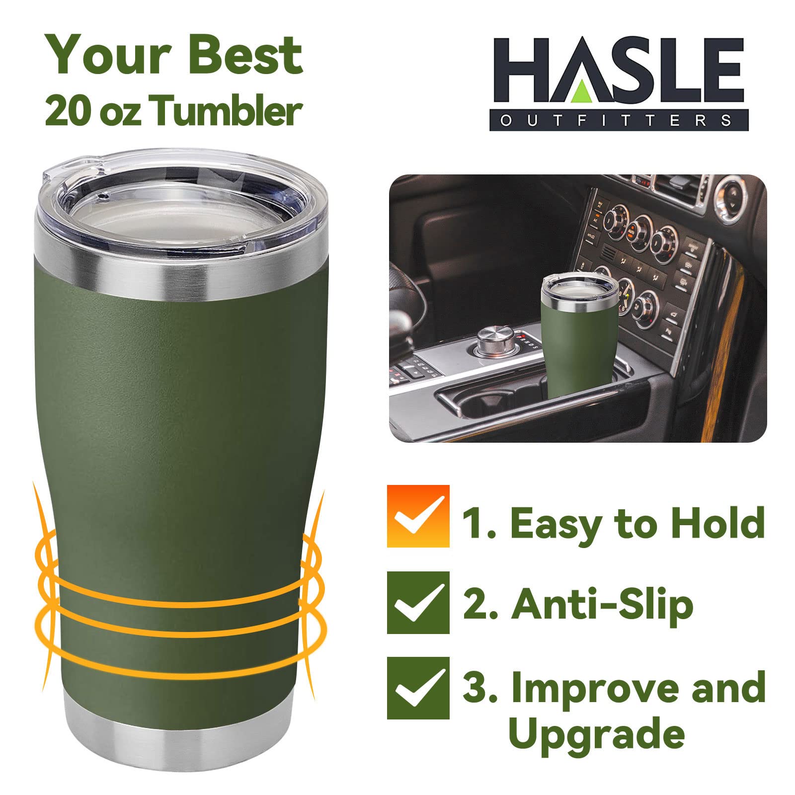 Hasle Outfitters 20 Oz Tumbler Bulk, Stainless Steel Tumblers With Lid, Vacuum Insulated Tumbler, Double Wall Powder Coated Cup,