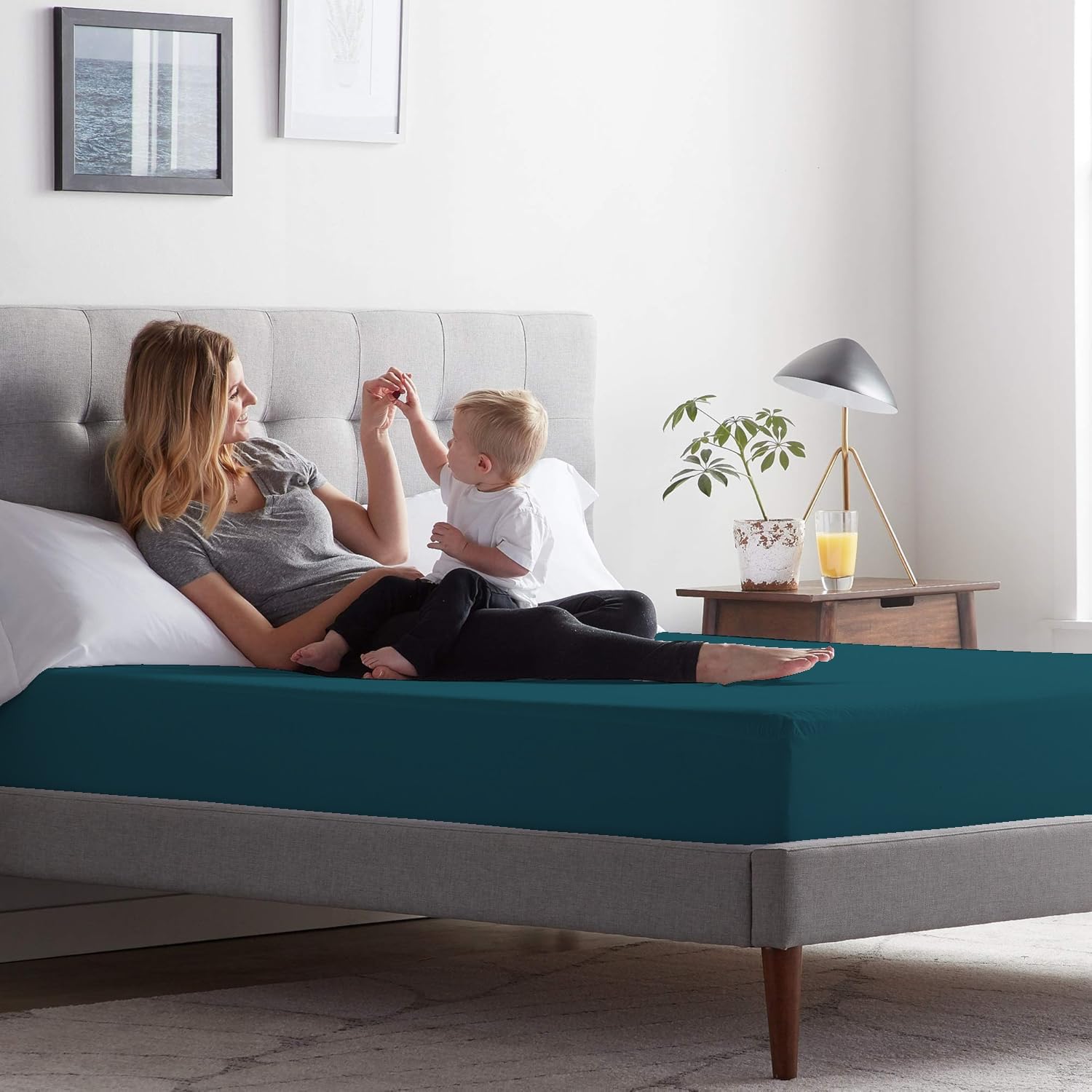 Trance Home Linen Bamboo Cotton 100% Waterproof 200 Tc Solid Mattress Protector | Antibacterial Hypoallergenic Breathable Elasti