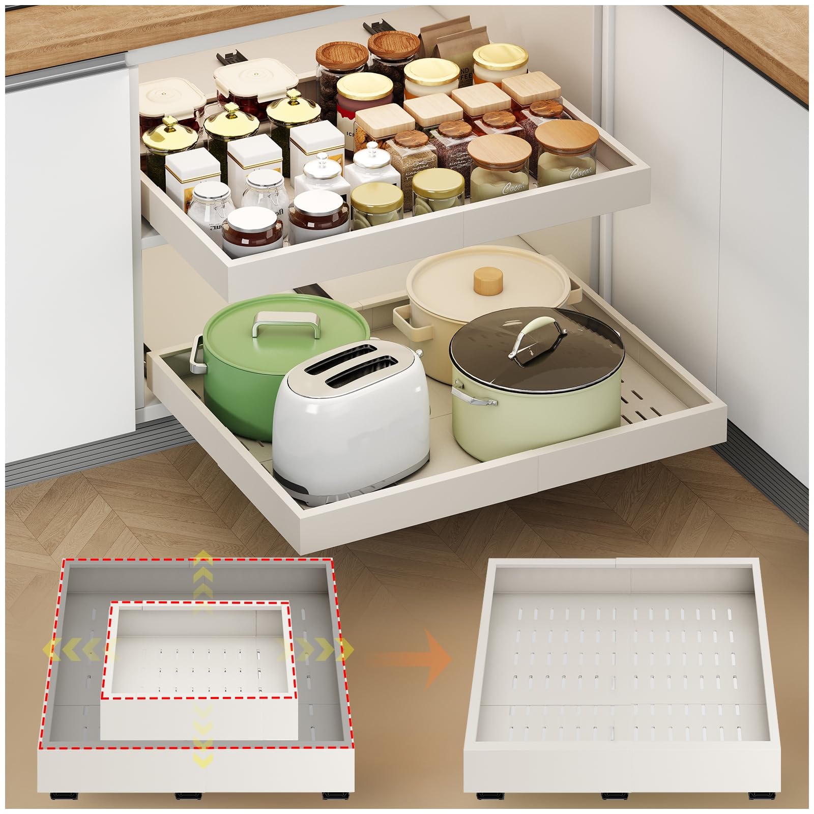 Fokyfok 2Pc Pull out Cabinet Organizer,1421W,1724D,Expandable