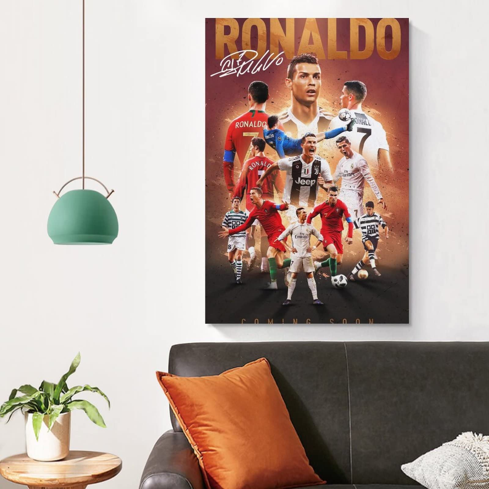 Cristiano Ronaldo Poster 2 Wall Art Canvas Print Poster Home Bathroom Bedroom Office Living Room Decor Canvas Poster Unframe: 12