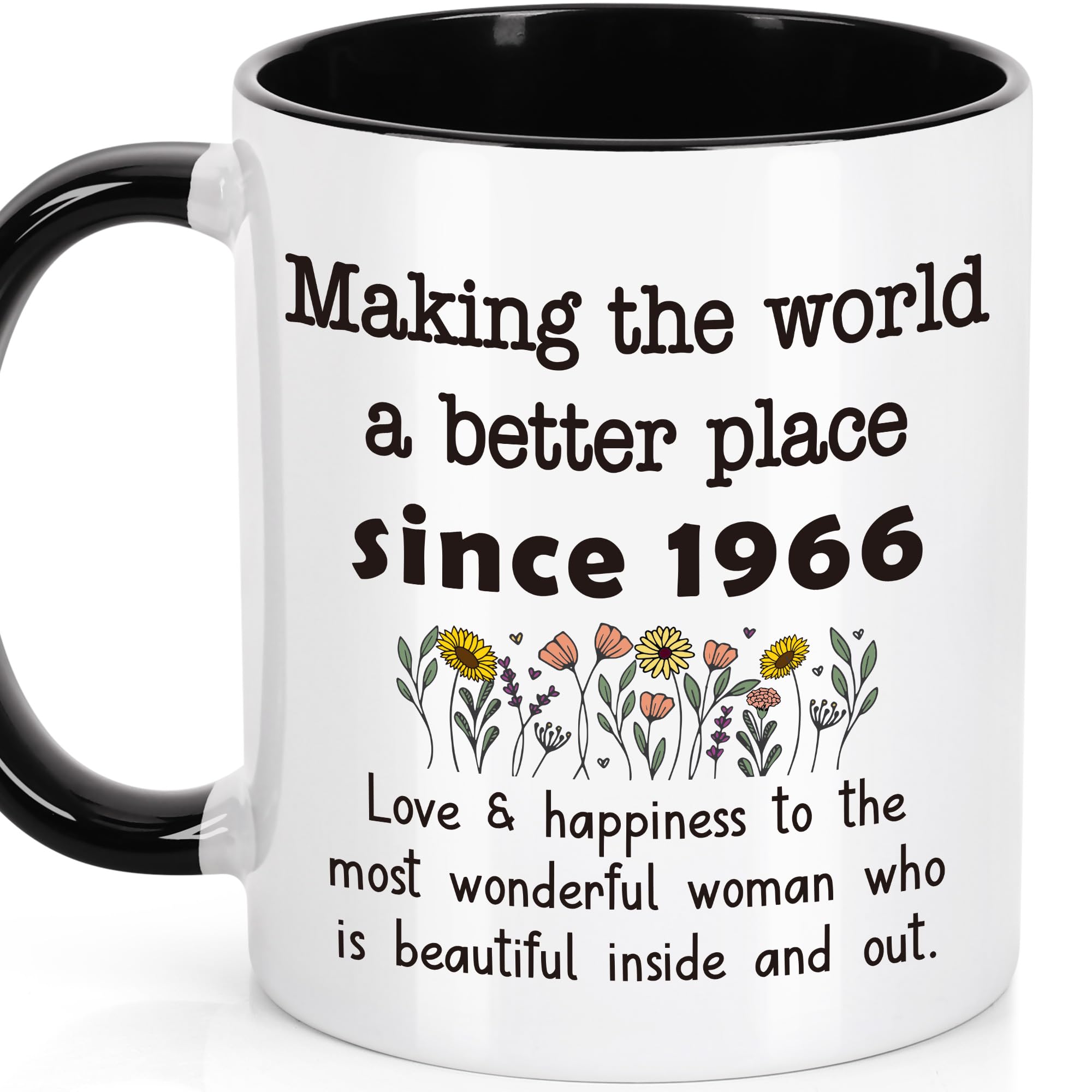 LEJIAJINW 60th Birthday Gift for Women, 60 Year Old Birthday Mug for Her, Vintage 1966 Ceramic Coffee Mug, Back in 1966 60th Ann