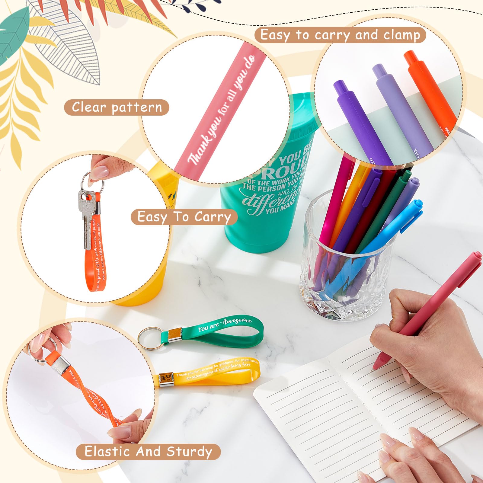 Hollowfly 12 Sets / 48 Pcs Inspirational Appreciation Gifts, Thank You for Employee Coworkers, 24 oz Plastic Cup with Lid Straw