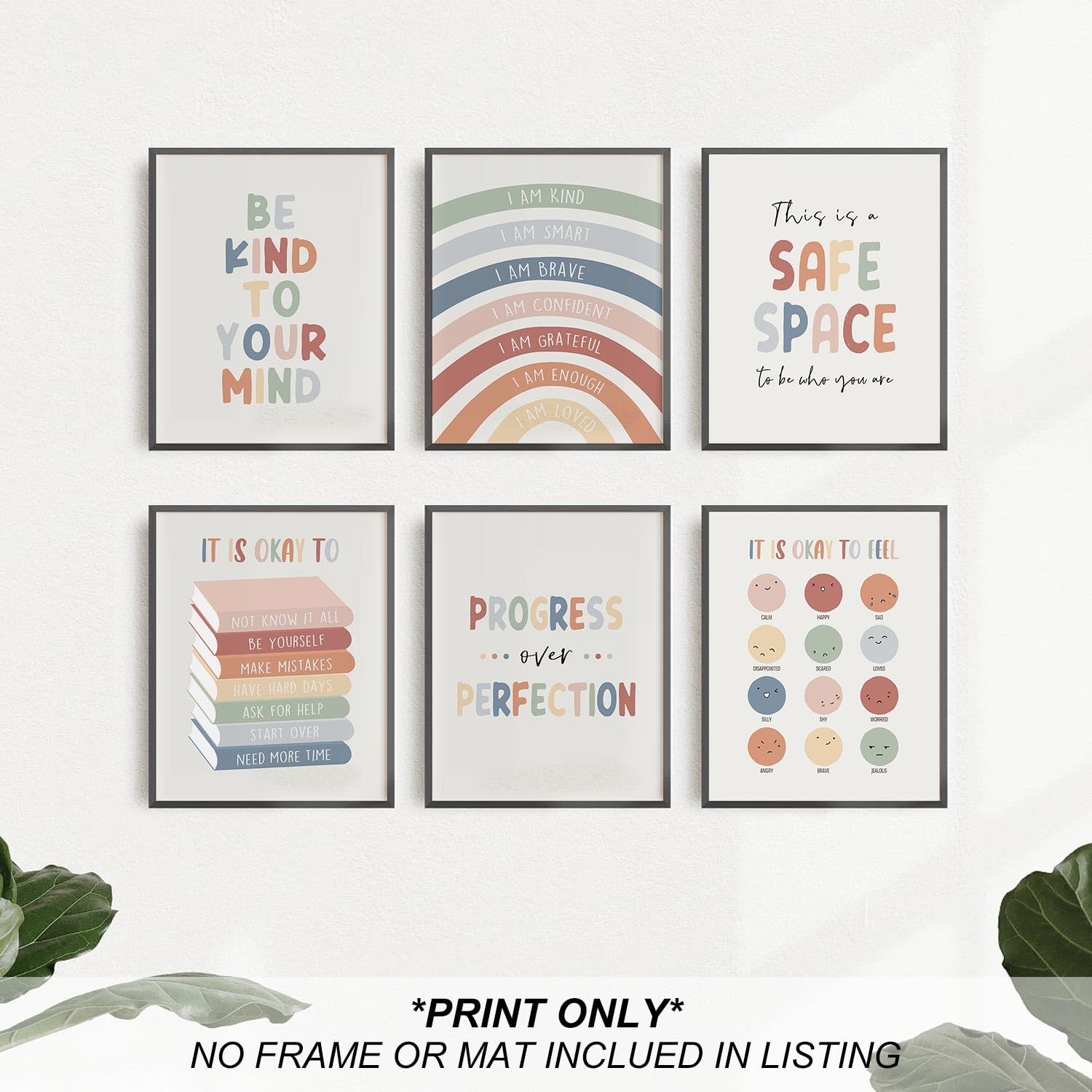 Heilkee Boho Rainbow Classroom Decor Positive Affirmations Wall Decor For Kids Bedroom Playroom Inspirational Office Wall Art Fo