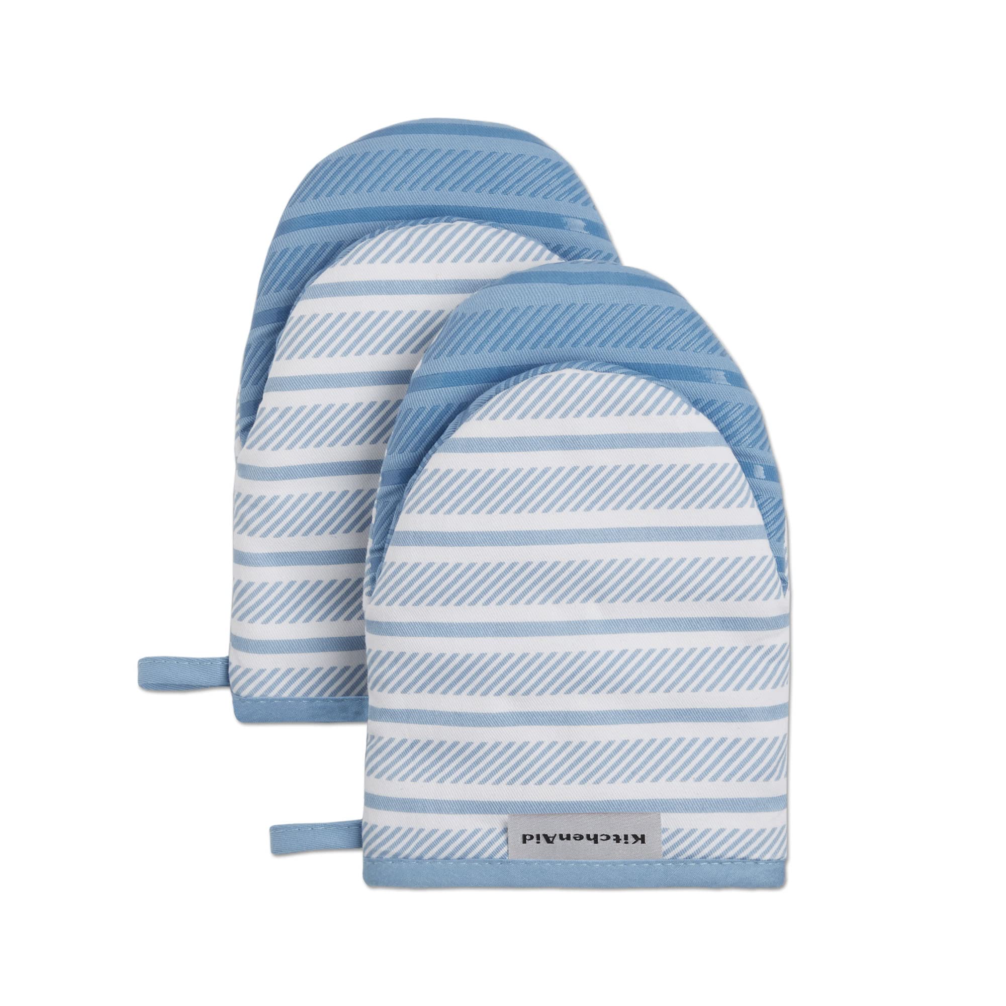 KitchenAid Albany Mini Oven Mitt 2-Pack Set, Blue Velvet, 5.5x8