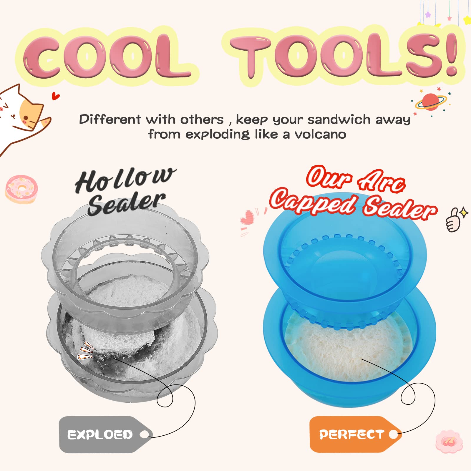 Hiyz Sandwich Cutter And Sealer, 5 Pcs Sandwich Cutter For Kids, Decruster Sandwich Maker, Sandwich Press Crimper Diy Jelly Crus