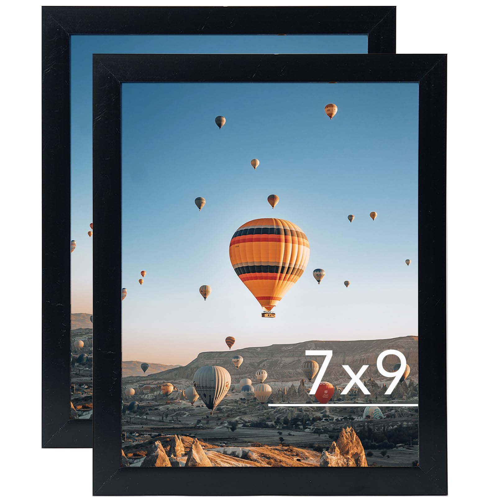 JCJMY 7x9 Picture Frame Set of 2 Black for Wall Hanging or Tabletop- Wall Mounting Horizontally or Vertically, 7 x 9 Wall Galler