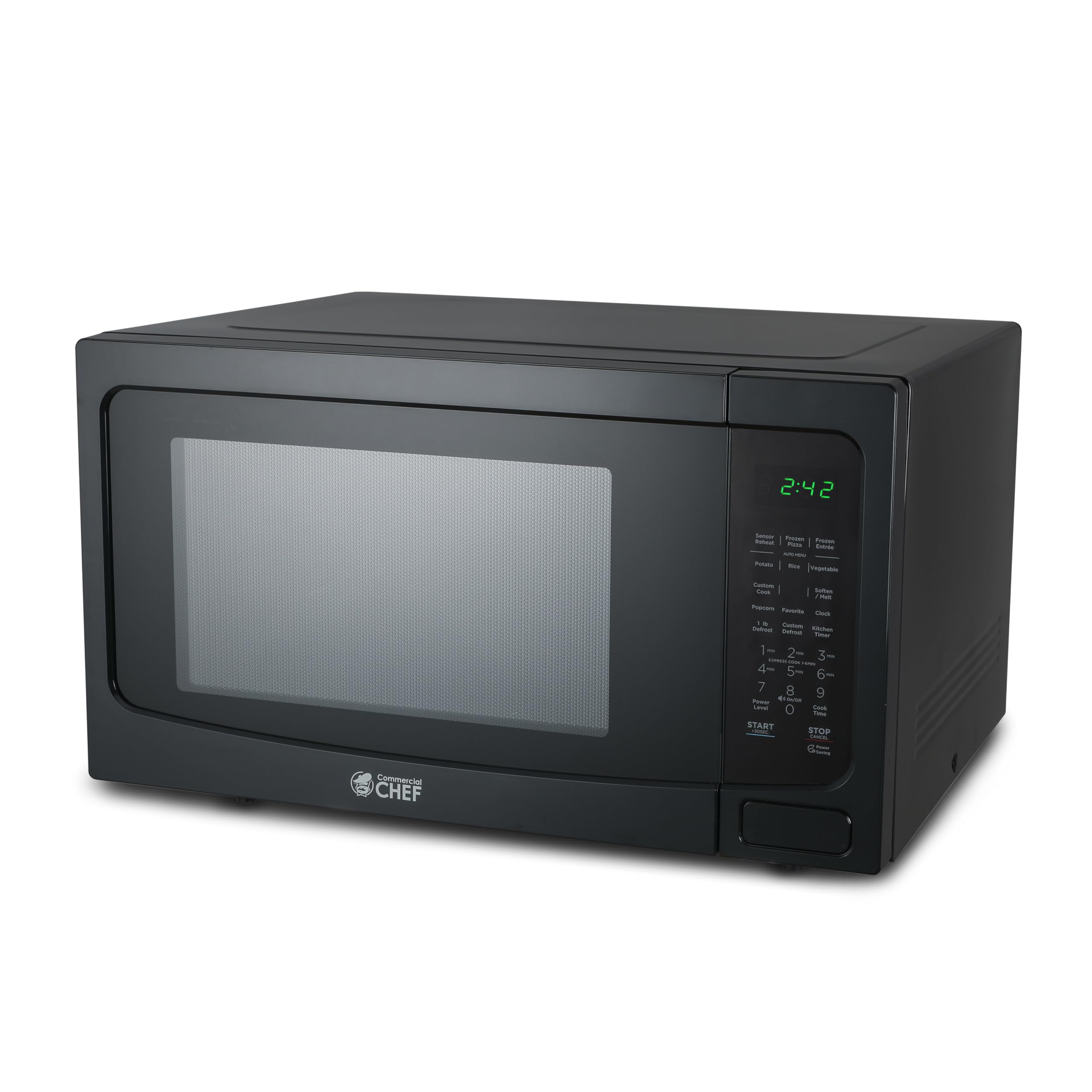 Commercial Chef 1.6 Cubic Foot Microwave With 10 Power Levels, Small Microwave With Push Button Child Safety Lock, 1100 Watt Mic