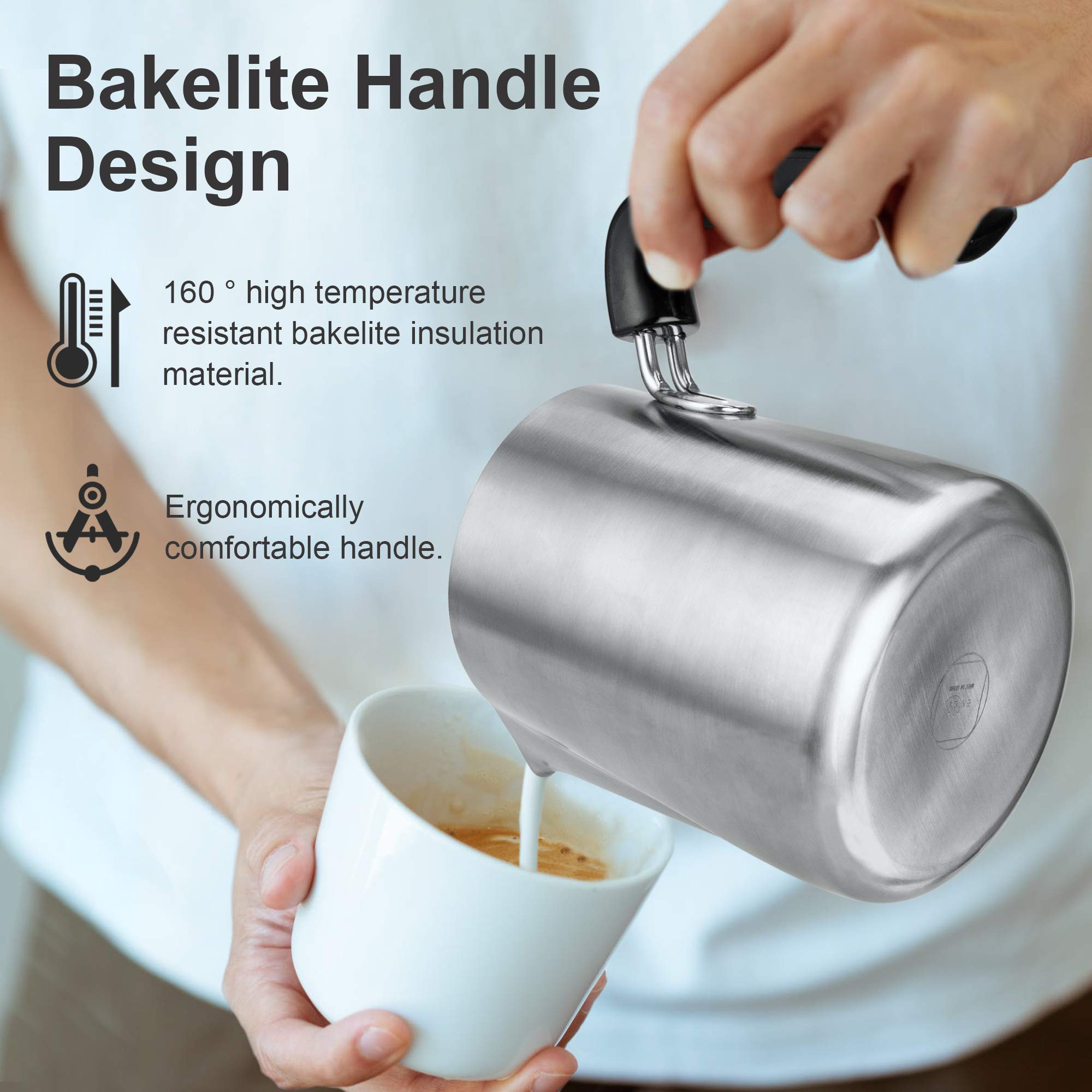 Milk Frothing Pitcher 30Oz, Enloy Stainless Steel Espresso Steaming Pitcher 30Oz/900Ml, Espresso Machine Accessories, Milk Froth