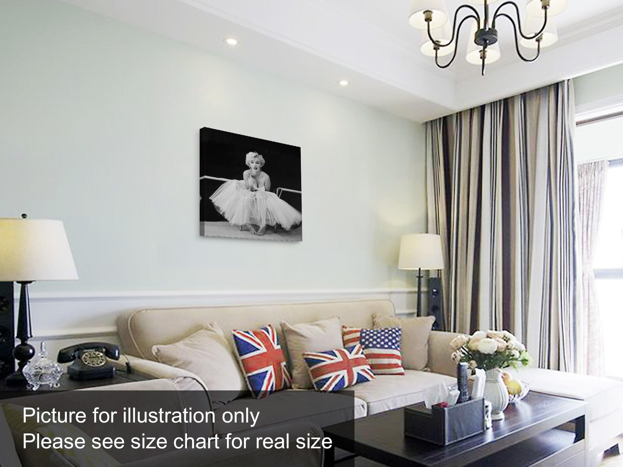 Niwo Art-Monroe C, Classic Movie Stars Canvas Wall Art Home Decor,Stretched Ready To Hang (16''X16''X1.5'')