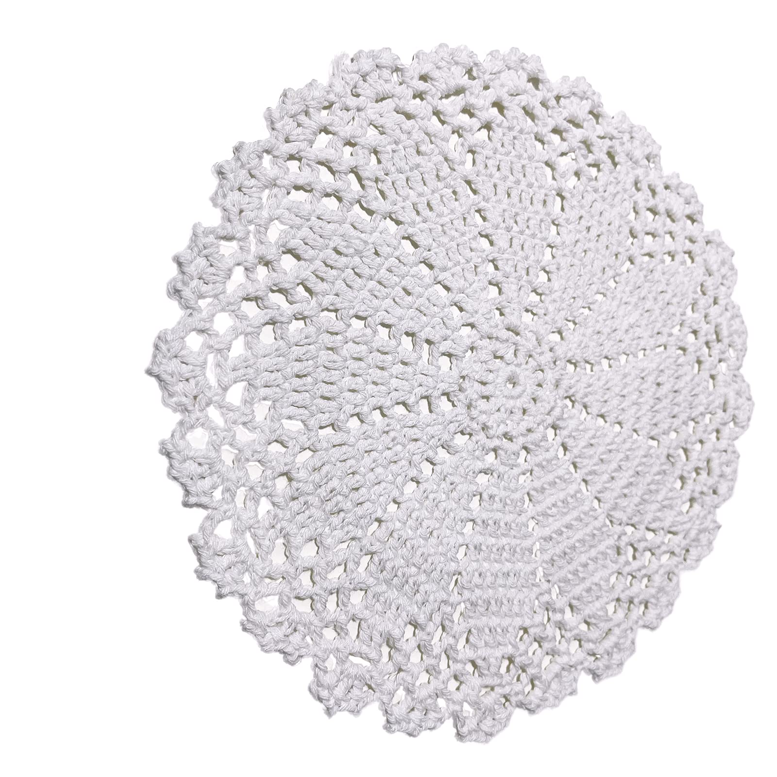 Phantomon 7 Inch Doilies Handmade Round Crochet Cotton Lace Doilies Table Placemats Doilies, Vase Pads Doily, Pack Of 4 (White)