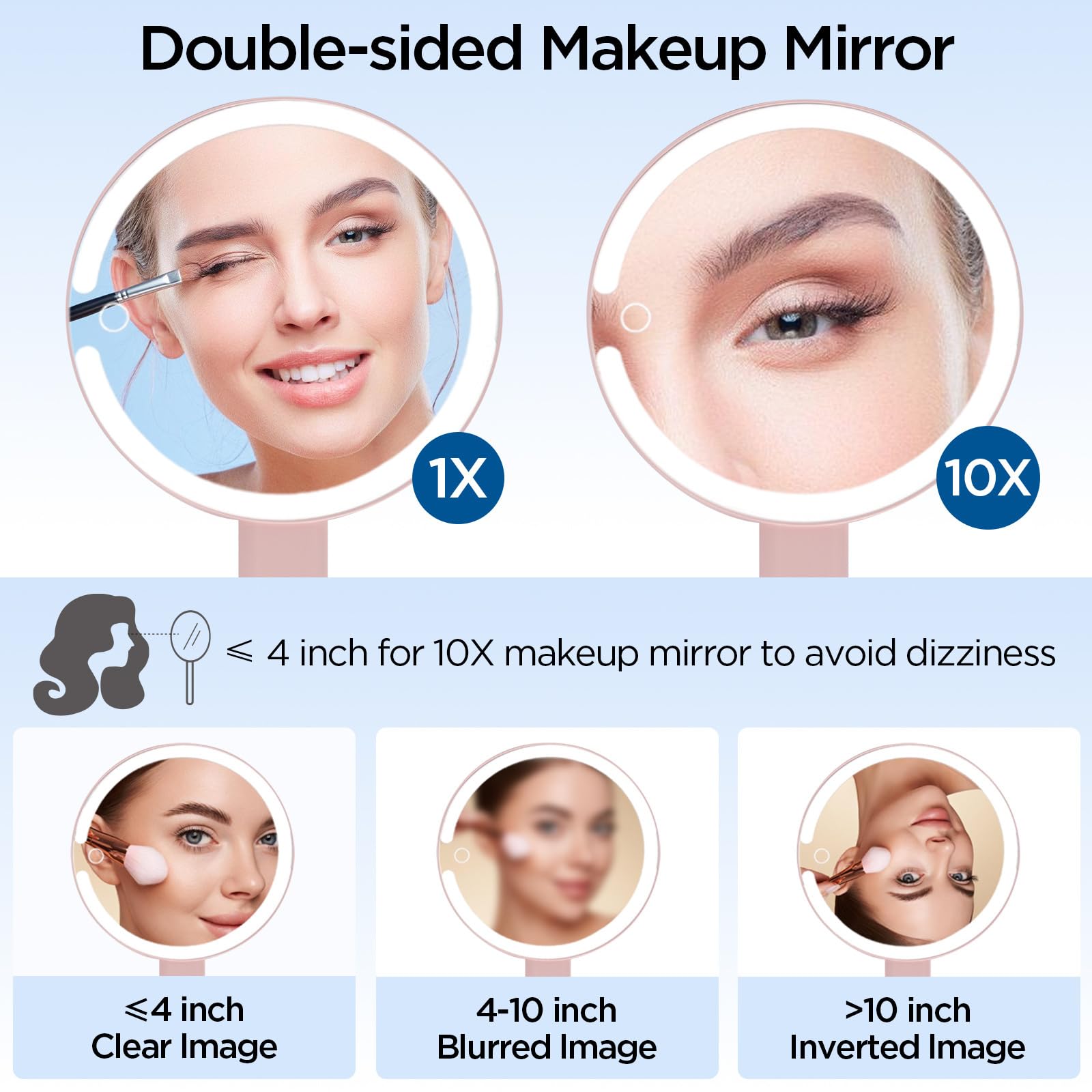 SANYCASA Lighted Makeup Mirror with Magnification, Makeup Mirror with Lights and Adjustable Brightness, Travel Portable Magnifyi