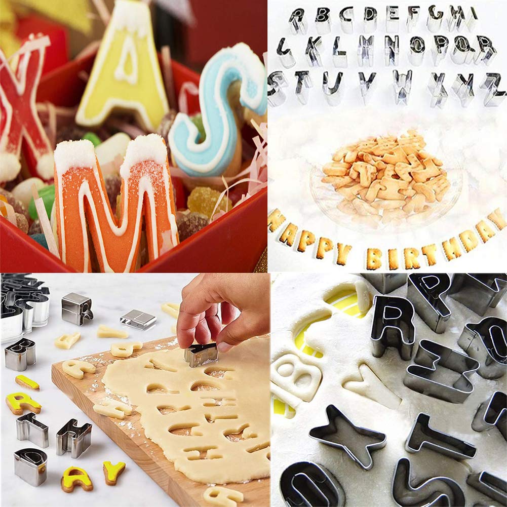 26Pcs Alphabet Cookie Cutters Set Small Stainless Steel Letter Molds For Baking, Pastry, Fondant, Donuts Biscuit, Fruit, Cake De