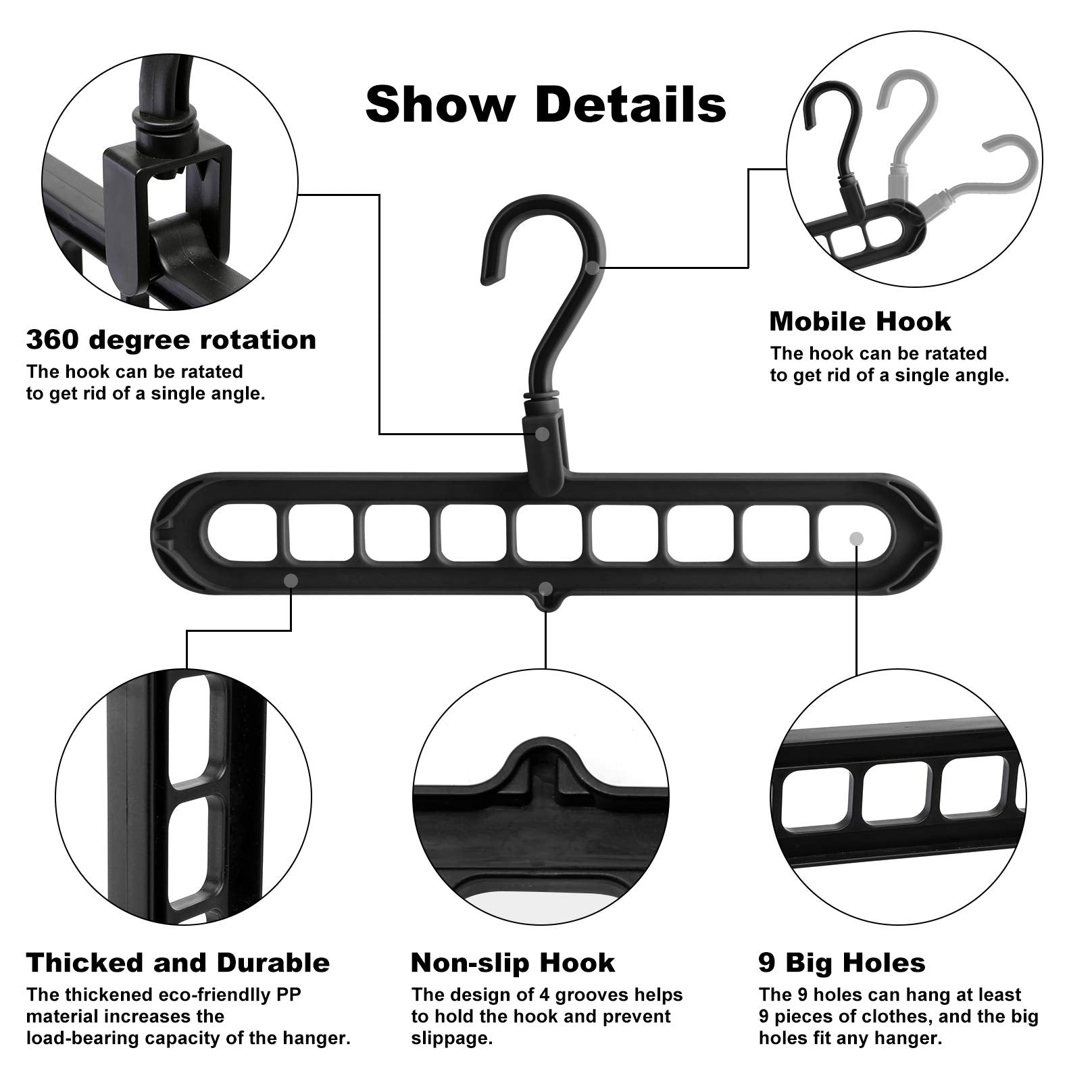 Closet Organizers And Storage,College Dorm Room Essentials, Multifunctional Organizer Magic Space Saving Hangers With 9 Holes St