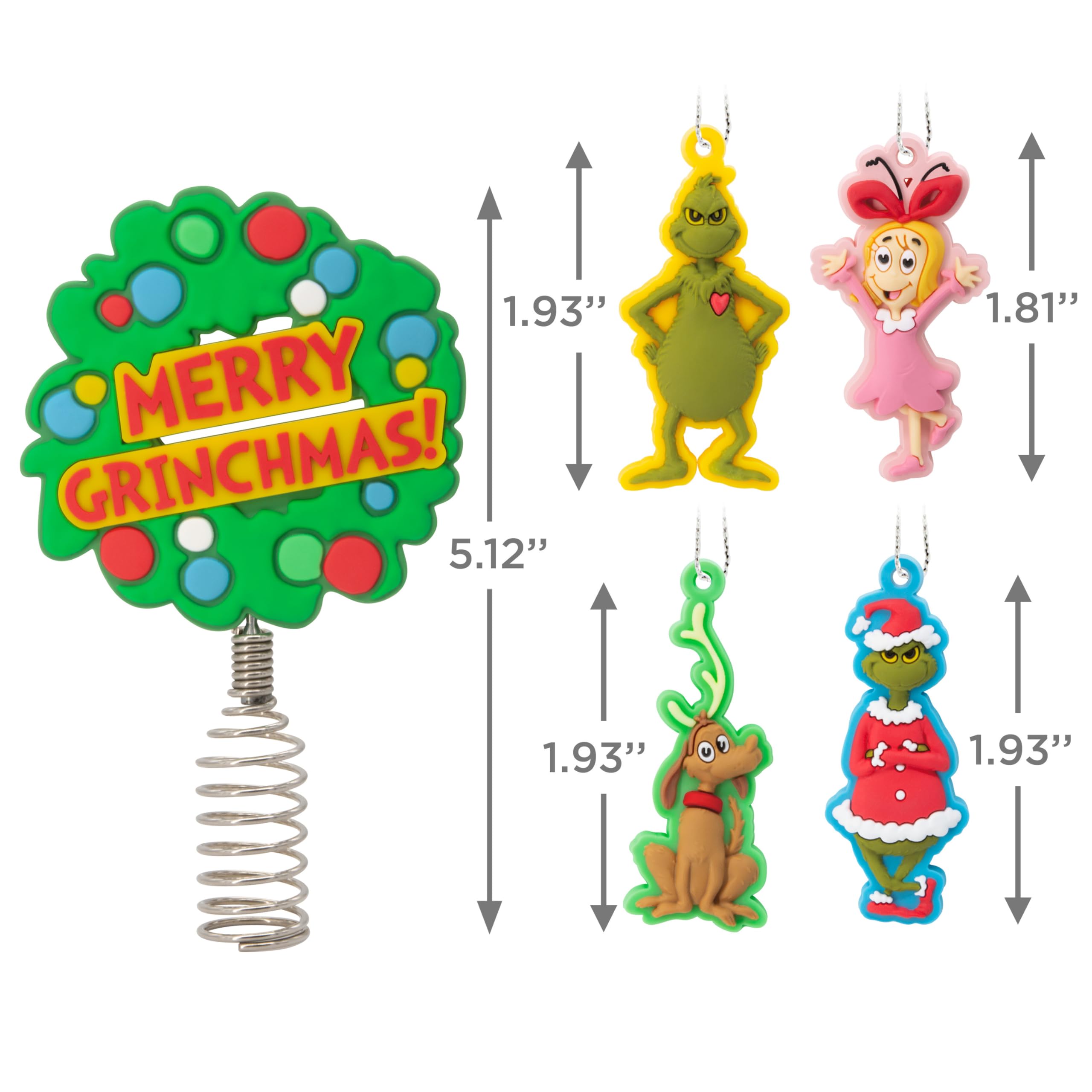 Hallmark Dr. Seuss s How The Grinch Stole Christmas! Mini Christmas Tree Topper and Ornaments, Set of 5