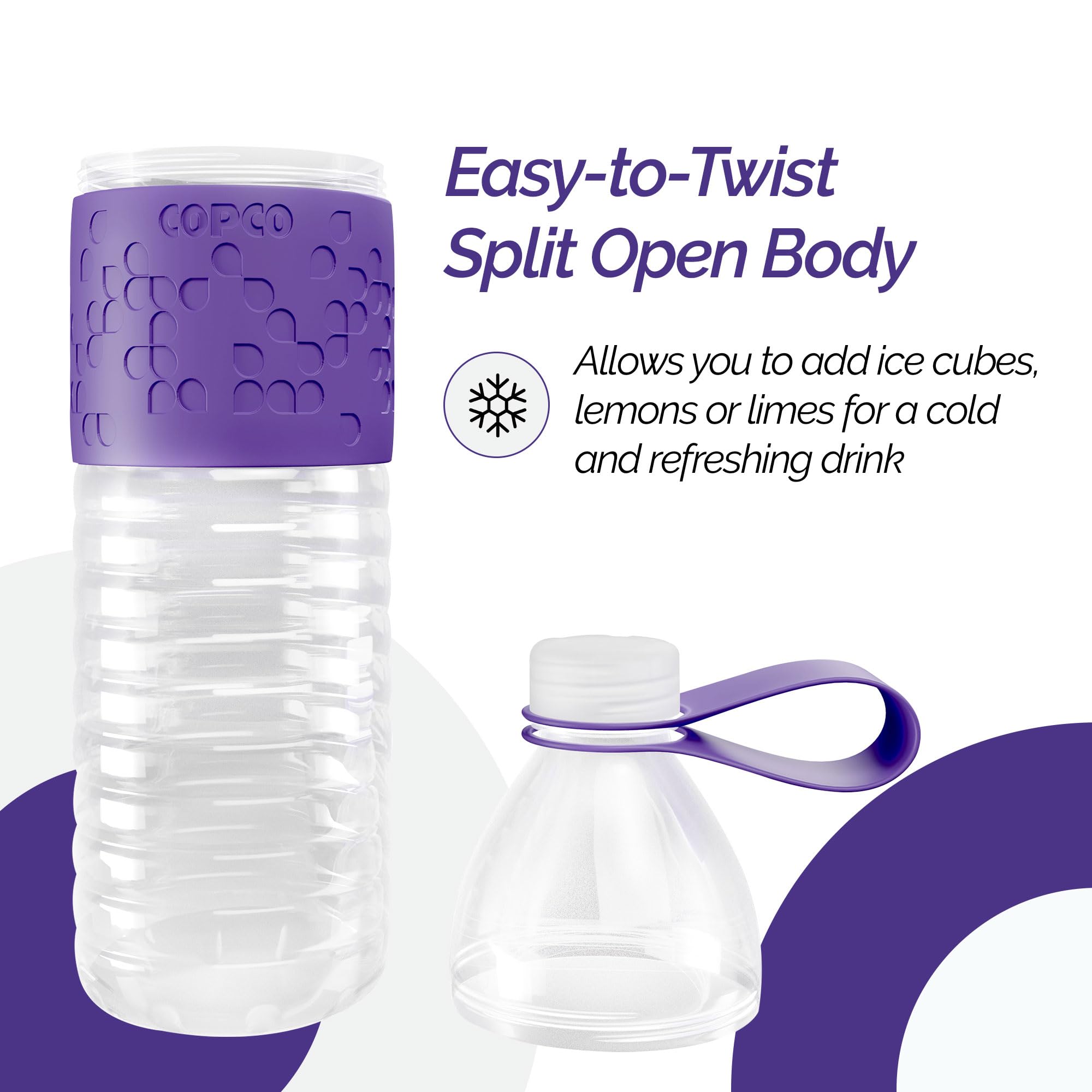 Copco Hydra Reusable Tritan Water Bottle With Spill Resistant Lid And Non-Slip Sleeve, 20-Ounce, Purple