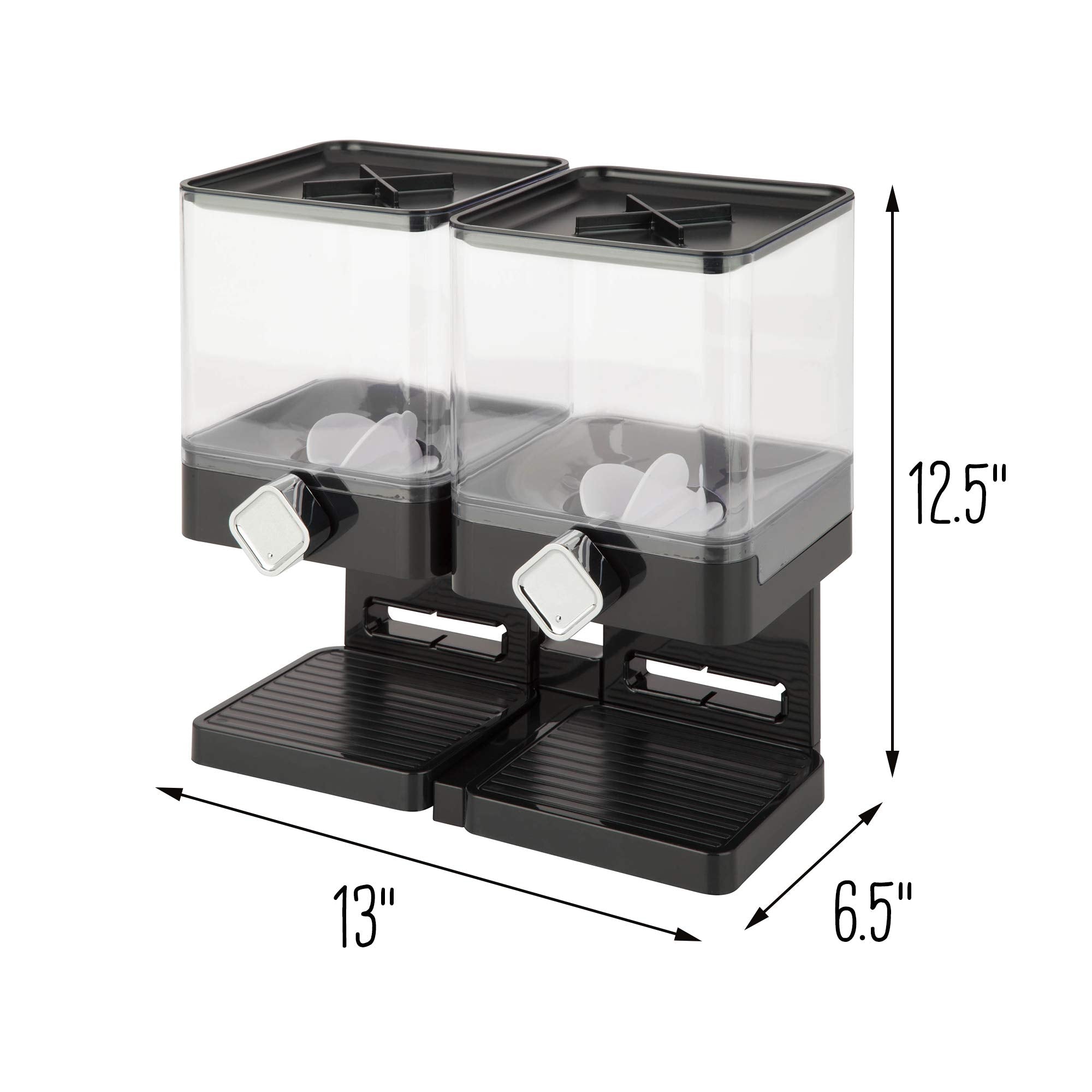 Honey-Can-Do Zevro Compact Dry Food Dispenser, Dual Control, Black/Chrome