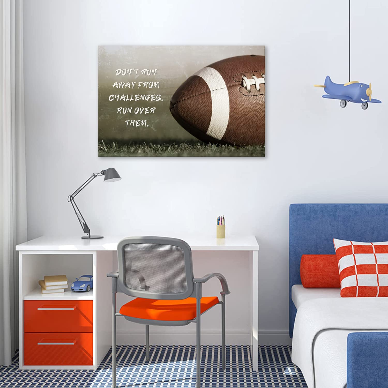 Don'T Run Away From Challenge American Football Canvas Painting Modern Abstract Wall Art Inspirational Quote Posters And Prints