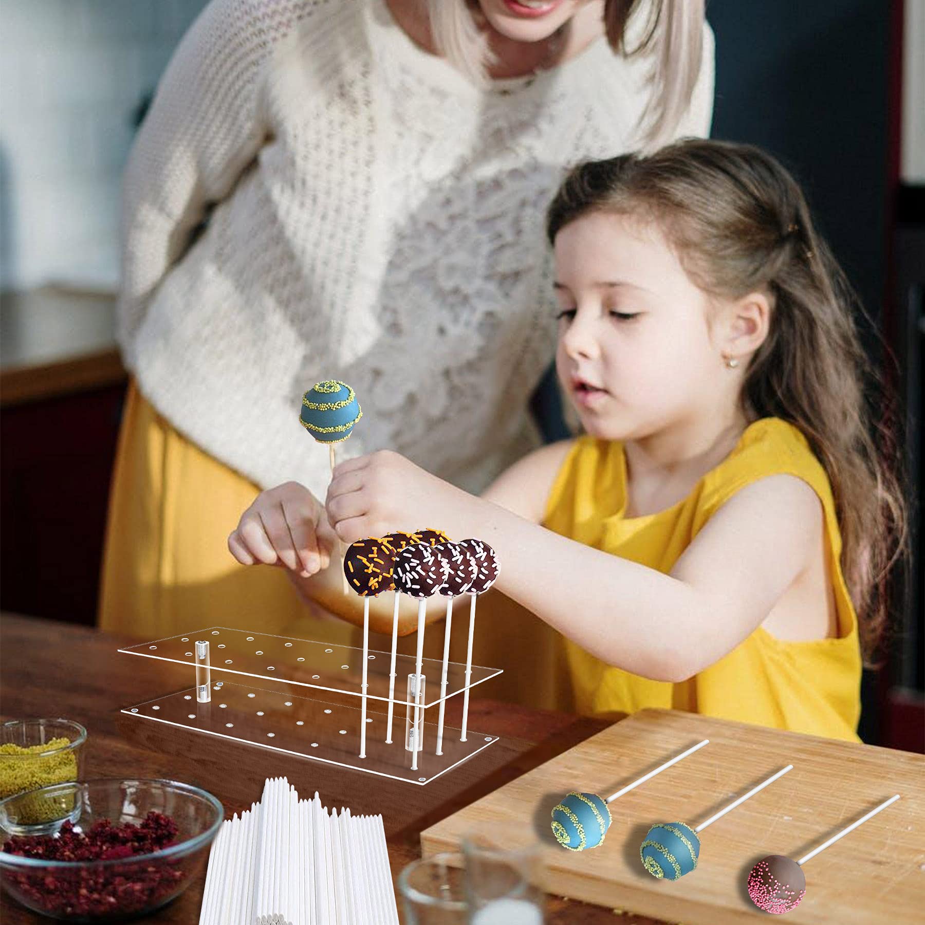 KETAWA Cake pop stand,21 Hole Clear Acrylic Lollipop Holder, Lollipop Sticks Weddings Baby Showers Birthday Parties Anniversarie