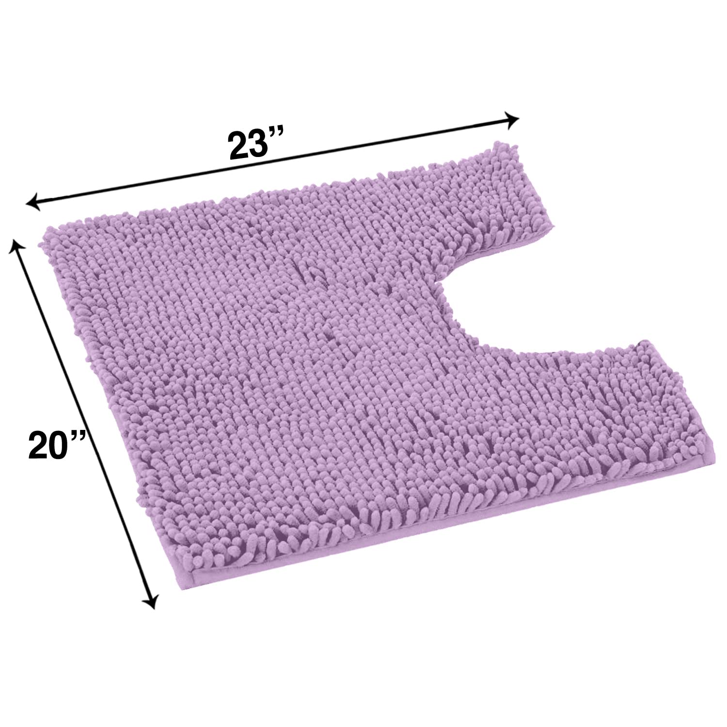 Luxurux Bath Mat, U-Shaped Contoured Rug For Around Toilet, Super Absorbent Shaggy Bath Rug. Machine Wash & Dry (20 X 23, Lavend