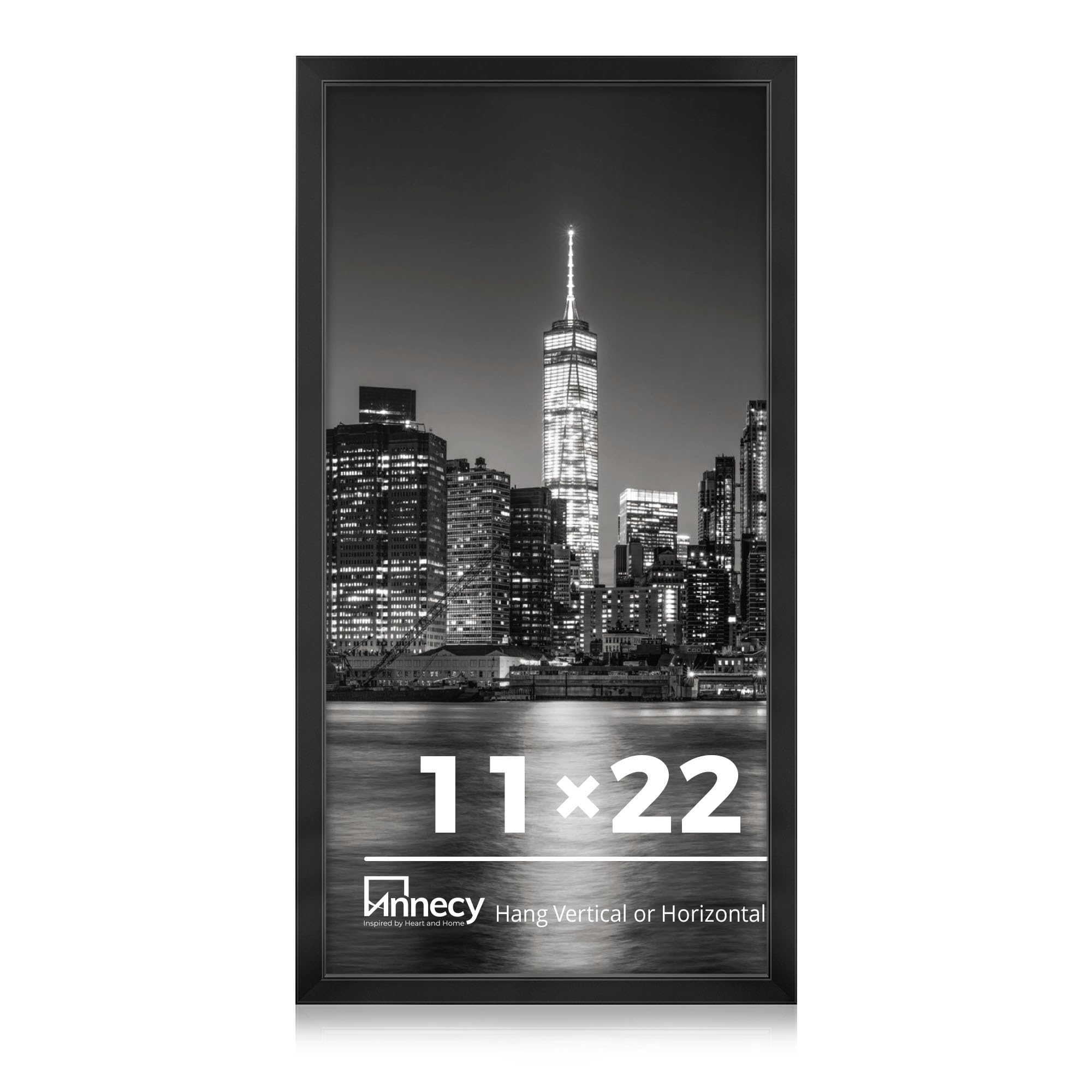 Annecy 11x22 Picture Frame Black(1 Pack), 11 x 22 Newspaper Picture Frame for Wall or Desktop Decoration, Classic Black Minimali