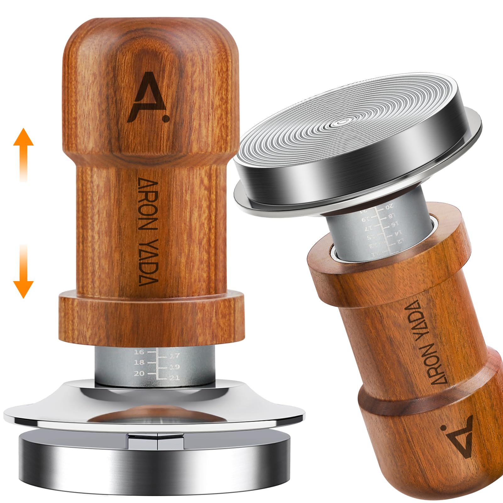 58.3Mm Espresso Tamper,2 Spring-Loaded Calibrated Tamper With Stainless Steel Ripple Base, Walnut Wooden-Handle Tamper Compatibl