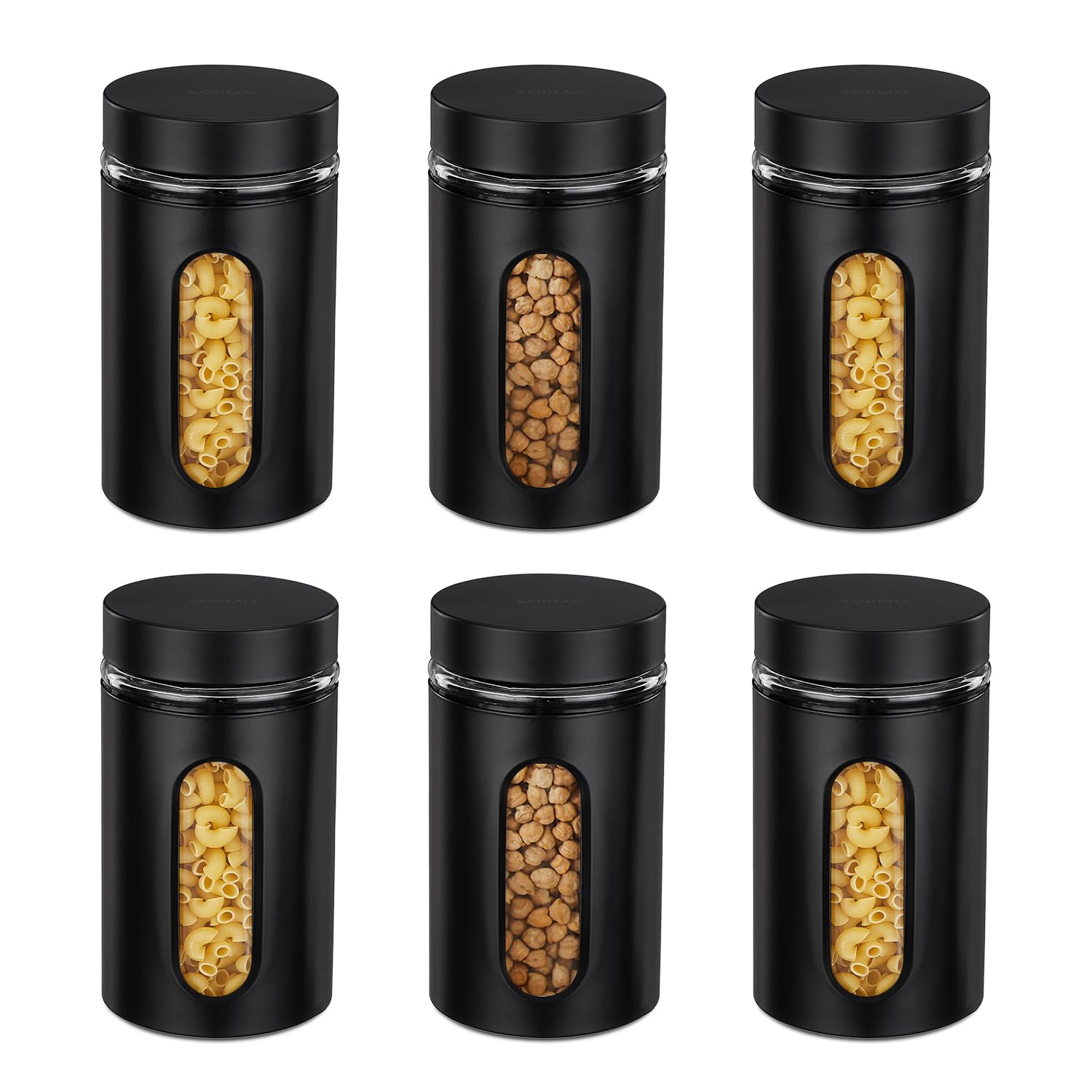 Amazon Brand  Solimo Oval Window Steel Jacketed Glass Jar | Multipurpose Kitchen Organizer With SeeThrough Window | 1200 Ml Se