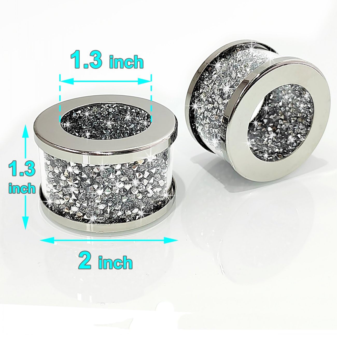 Vohjd Crystal Glass Napkin Holder Silver Diamond Napkin Rings Pack Of 6 Pieces, Glam Crushed Diamond Table Settings Bling Servie