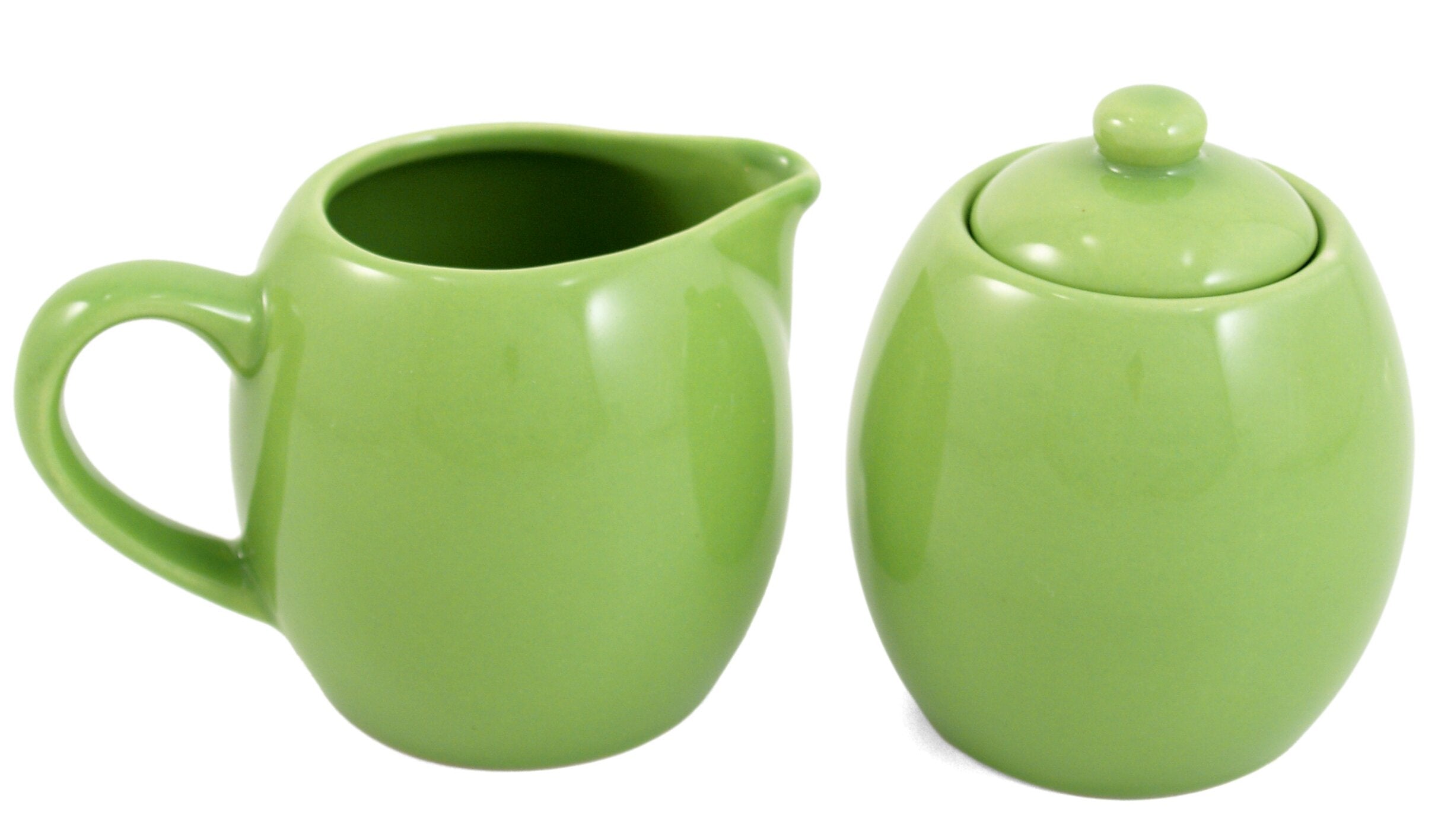 Lime Green Ceramic Creamer And Sugar Service Set With Lid