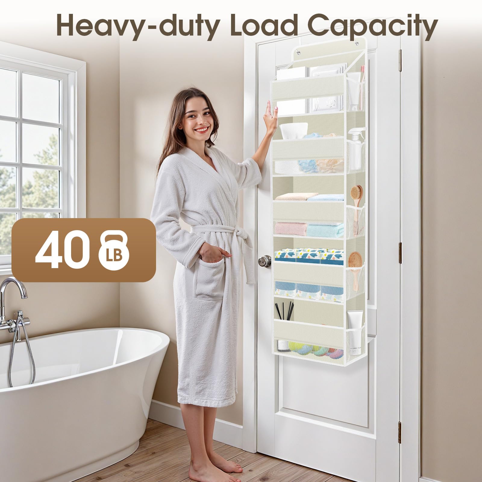 SpaceHacks 2 Pack Over The Door Organizer, Hanging Storage Organizer with Clear Window, 40lb Ultra Sturdy Large Capacity Room Or