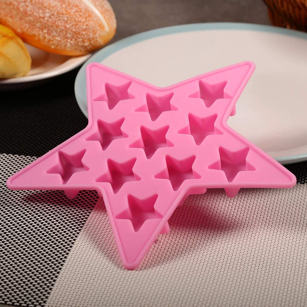 Five Star Shaped Cool Silicone Ice Cube Tray Freeze Maker Tools Club Bar Party Use Making Homemade Cake, Candy, Chocolate, Gummy