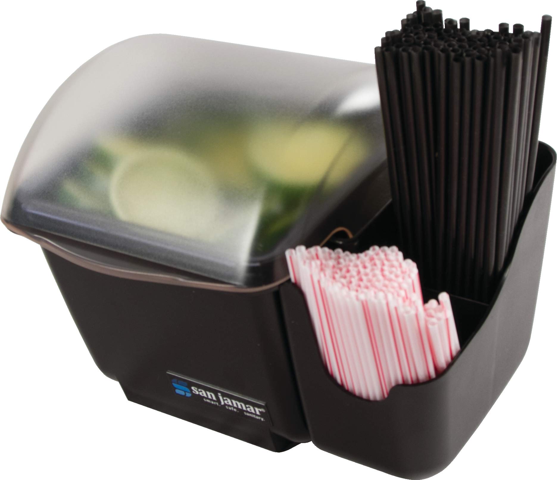 San Jamar Mini Dome Condiment Holder Chillable With Dome Lid For Kitchen, Bar, And Restaurants, Plastic, 1 Quart, Black