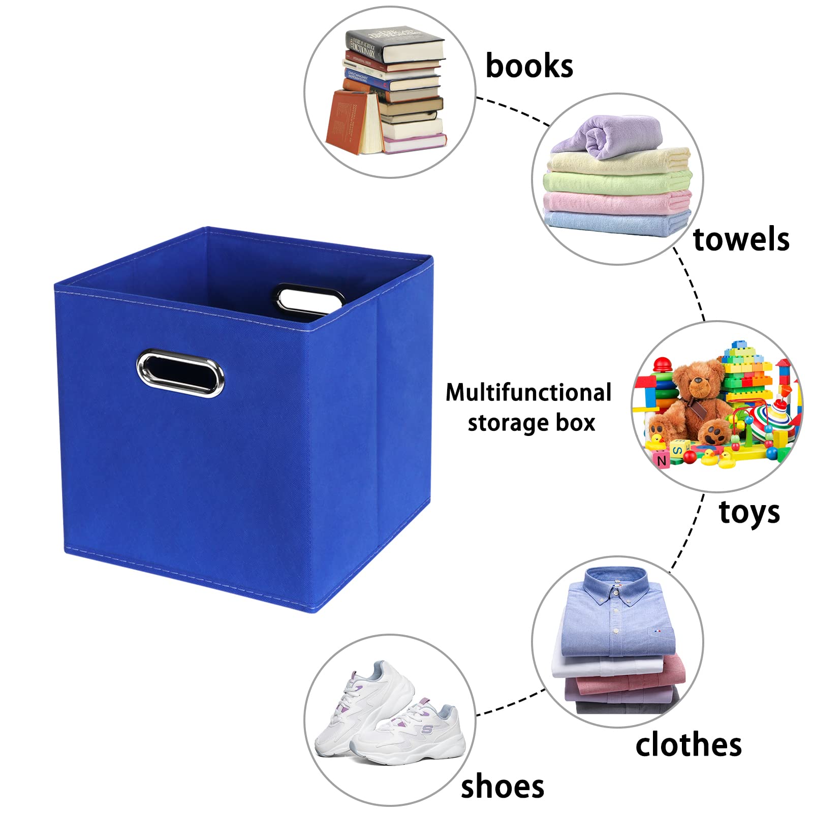 Yunkeeper Fabric Storage Bins Cubes, Fabric Cube Organizer With Handle, Foldable Cube Bins For Cloth Or Accessary Storage, 11X11