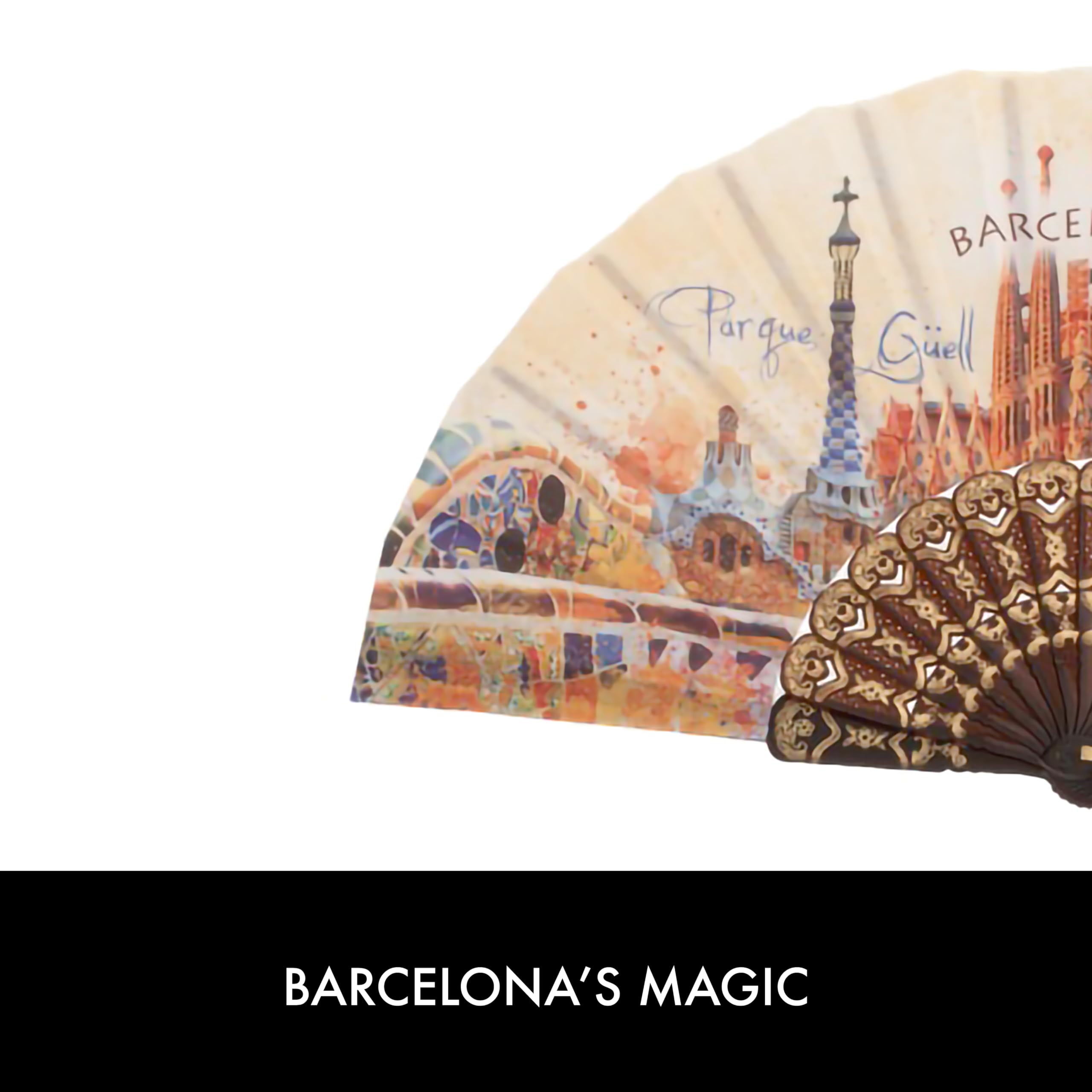 Ole Ole Flamenco Spanish Hand Fan from Barcelona - Flamenco Fan - Authentic Folding Fan - Spanish Hand Fans for Women, Dance, So