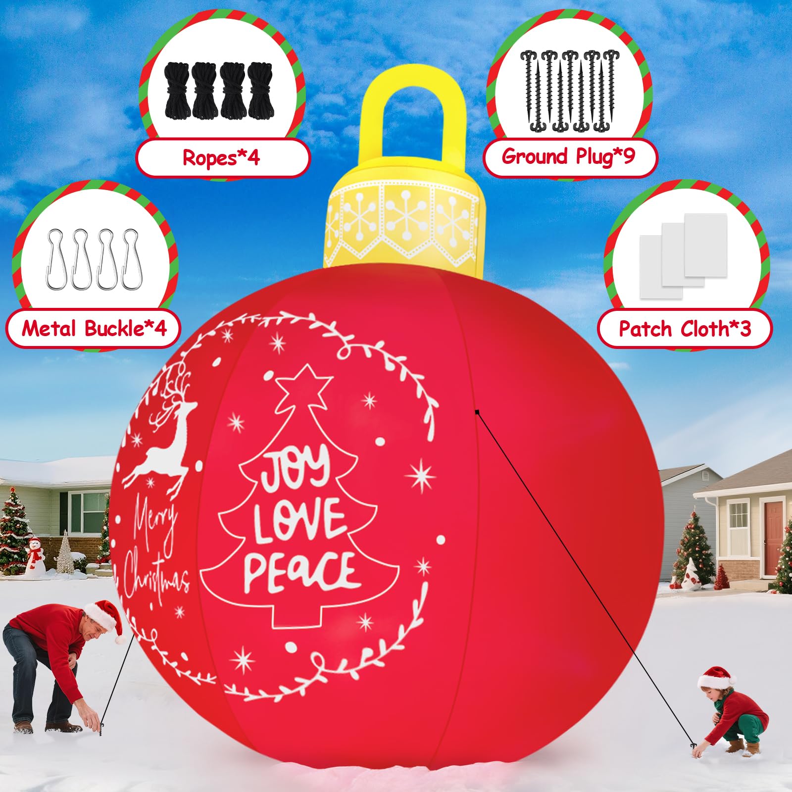 Kalolary 15FT Giant Christmas Inflatable Outdoor Decoration, Merry Christmas Bell Inflatable Decorations with Build-in LED Ornam