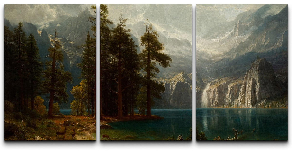 Wall26 - 3 Piece Canvas Wall Art - Sierra Nevada In California By Albert Bierstadt Giclee - Modern Home Art Stretched And Framed