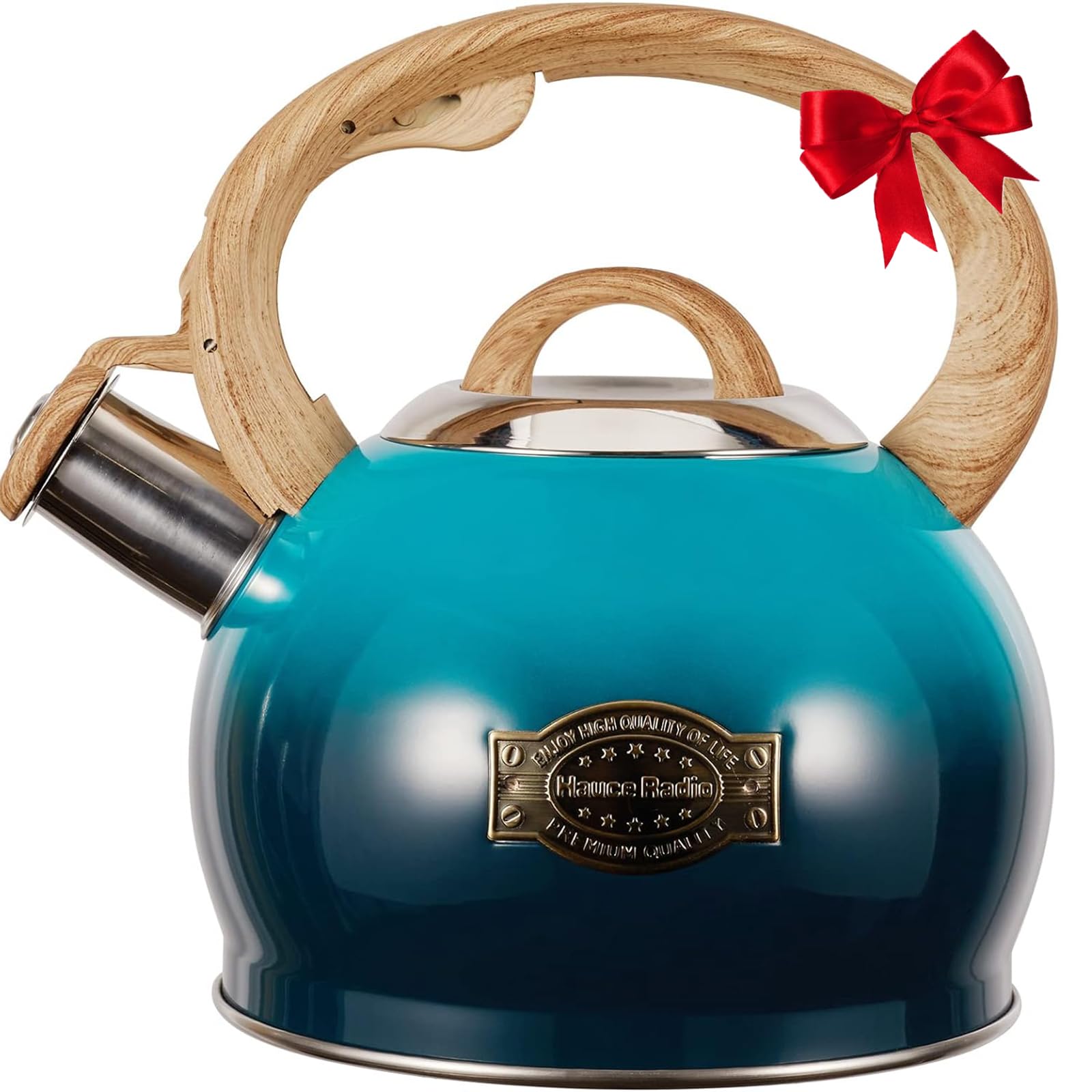 Hauce Radio Tea Kettle, Whistling Stovetop Teapot Food Grade Stainless Steel Tea Kettles For Stove Top With Anti-Hot Ergonomic H