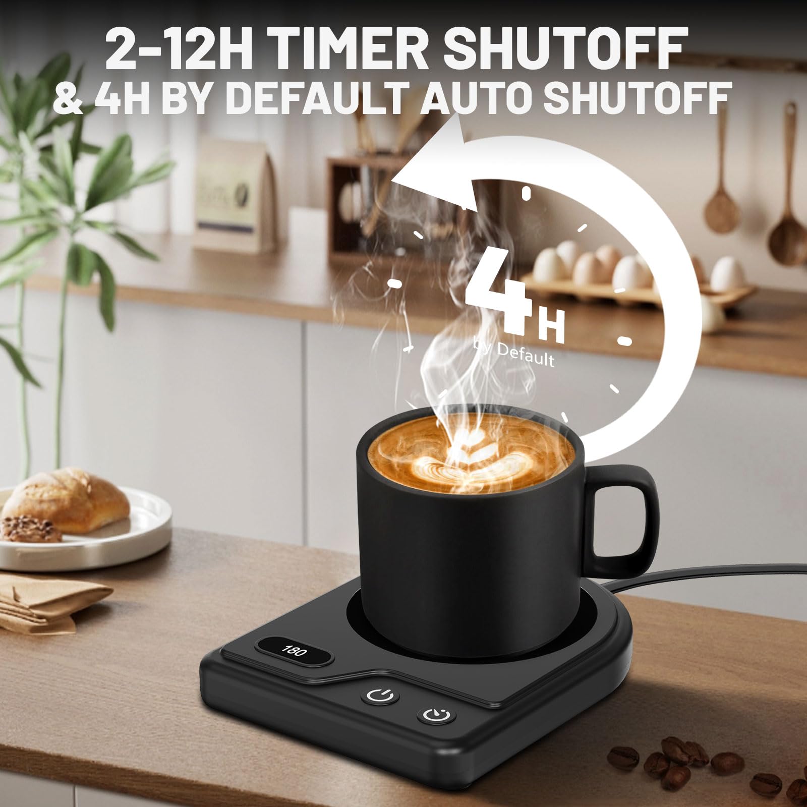 Mug Warmer,Coffee Mug Warmer With 3 Adjustable Temperature Settings,Coffee Warmer With 2-12H Auto Shutoff Functions,Easy To Clea